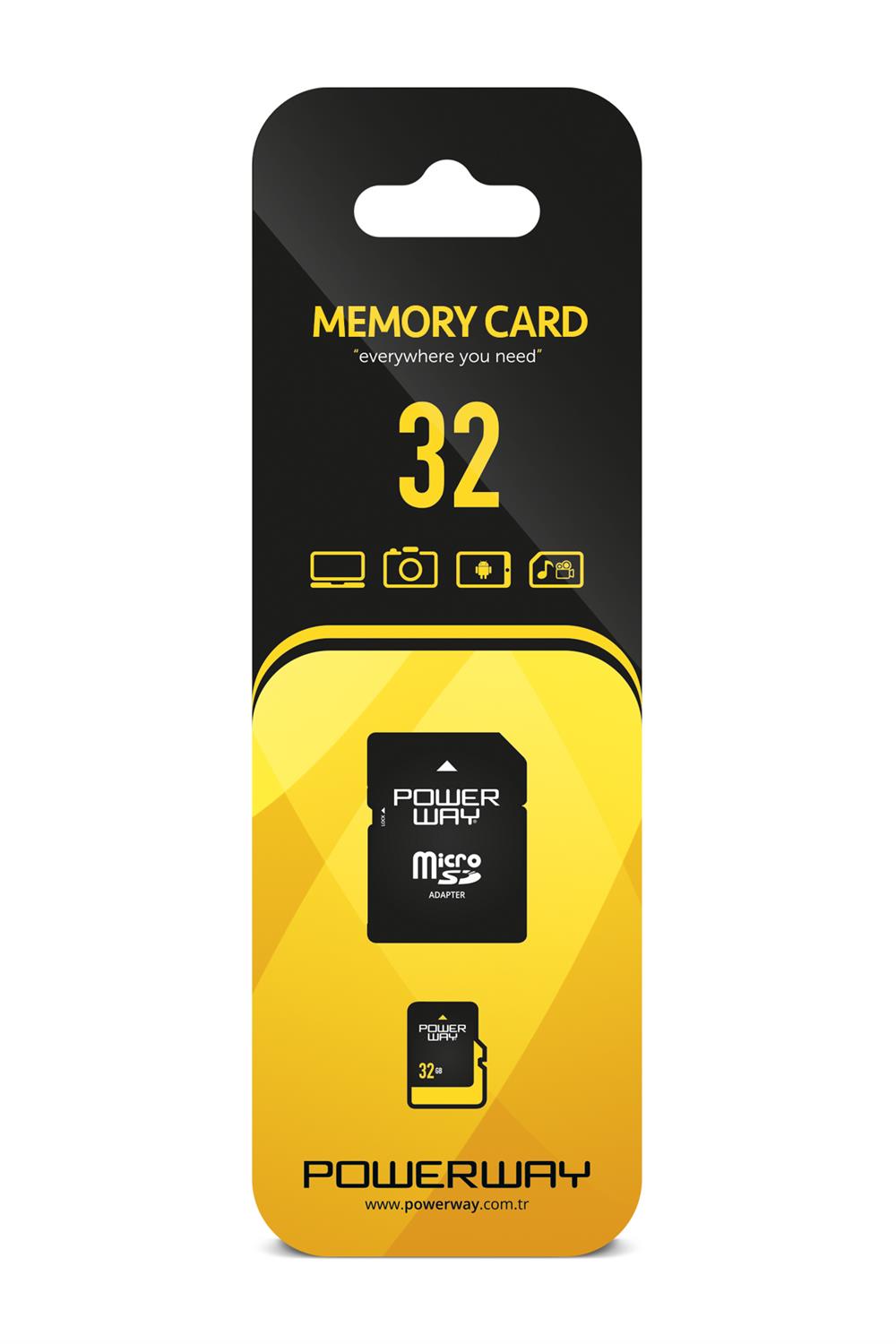 POWERWAY 32 GB Micro SD Hafıza Kartı Class 10 Adaptör Dahil