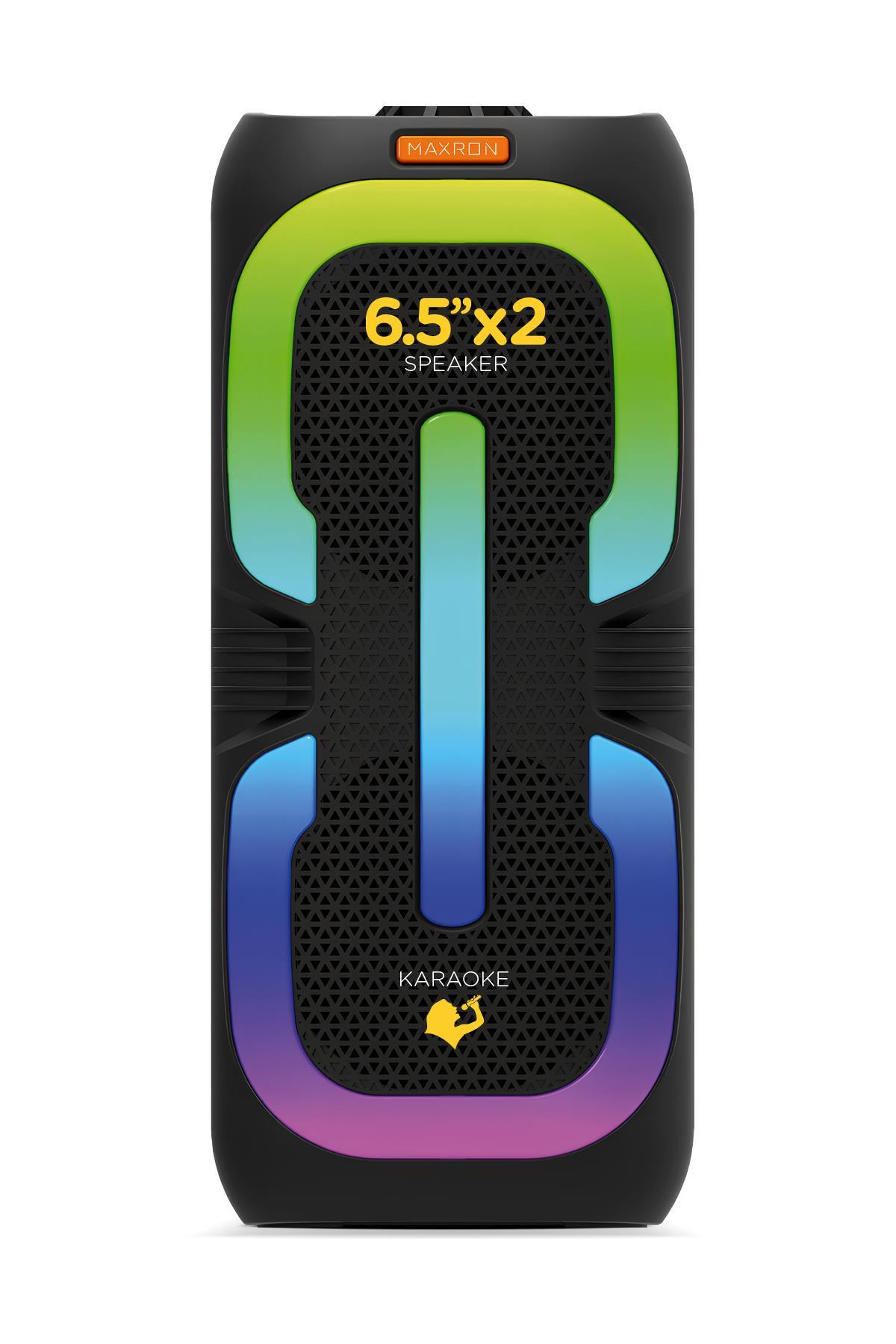 Maxron MXTune 16W Bluetooth Hoparlör Led Işıklı Ses Sistemi Parti Speaker Karaoke Özellikli