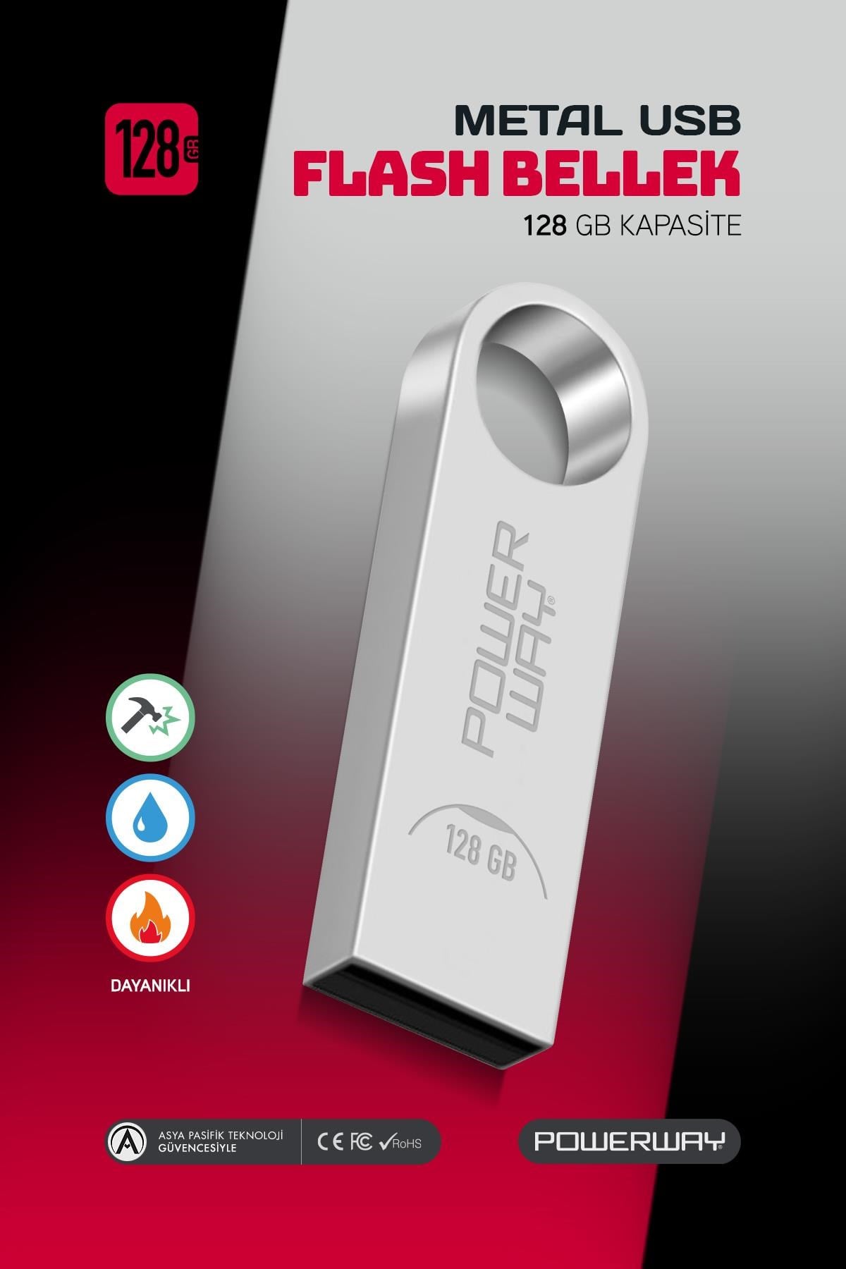 Powerway 128 GB Metal Usb Flash Bellek Usb 2.0 Data Traveler