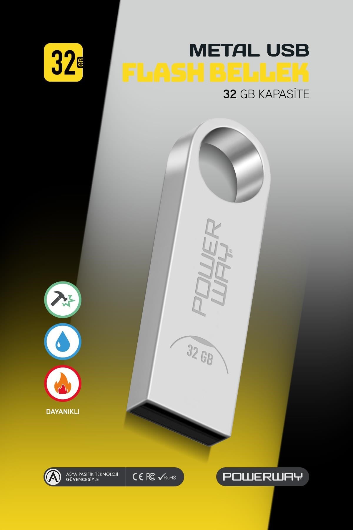 Powerway 32 GB Metal Usb Flash Bellek Usb 2.0 Data Traveler