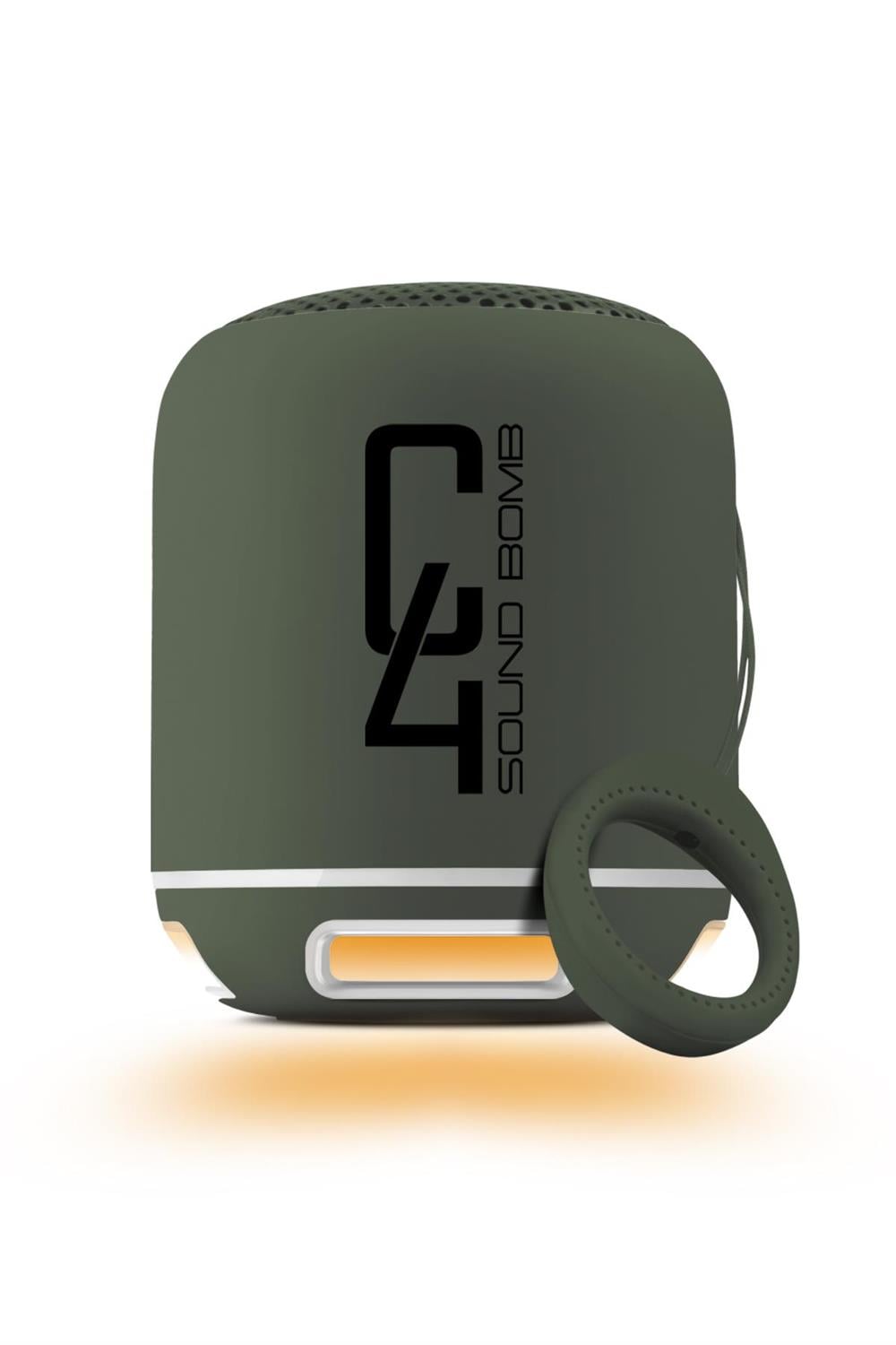 Powerway C4 Yeşil Taşınabilir Bluetooth Hoparlör Ses Bombası Yüksek Ses Gücü Sese Duyarlı Led Işık