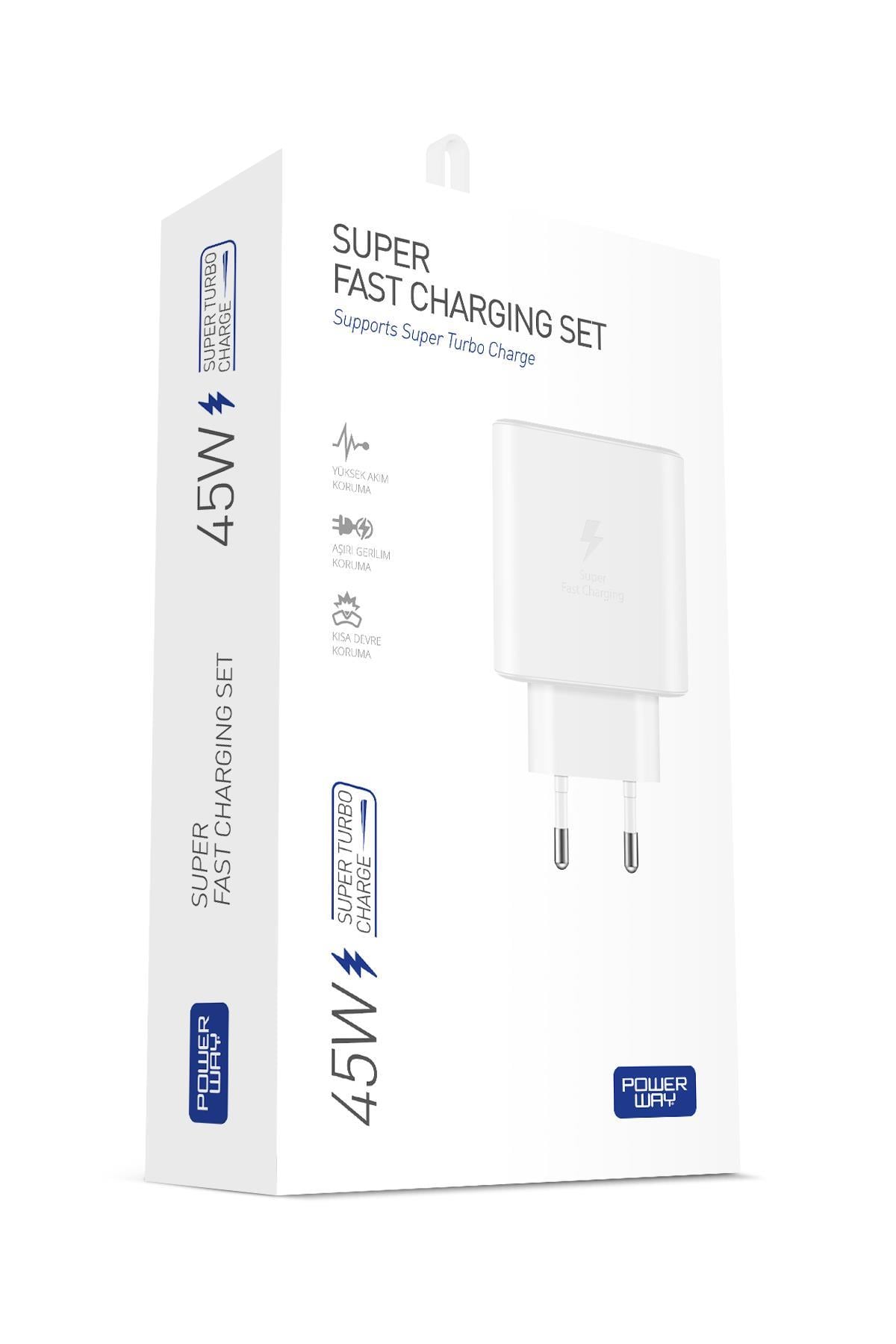 Powerway PD 45W Type-C QC 3.0 Süper Hızlı Şarj Aleti S45 Adaptör