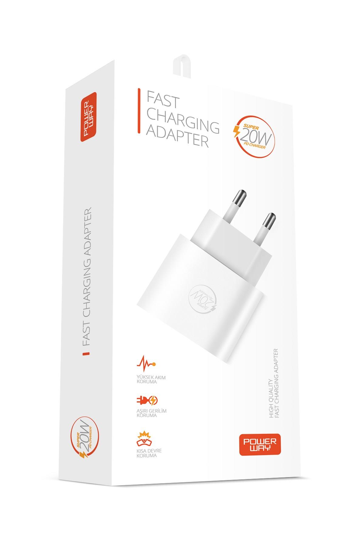Powerway RX20 PD 20W Yeni Nesil Orjinal Iphone X-11-12-13 Pro Pro Max Uyumlu Hızlı Şarj Başlığı