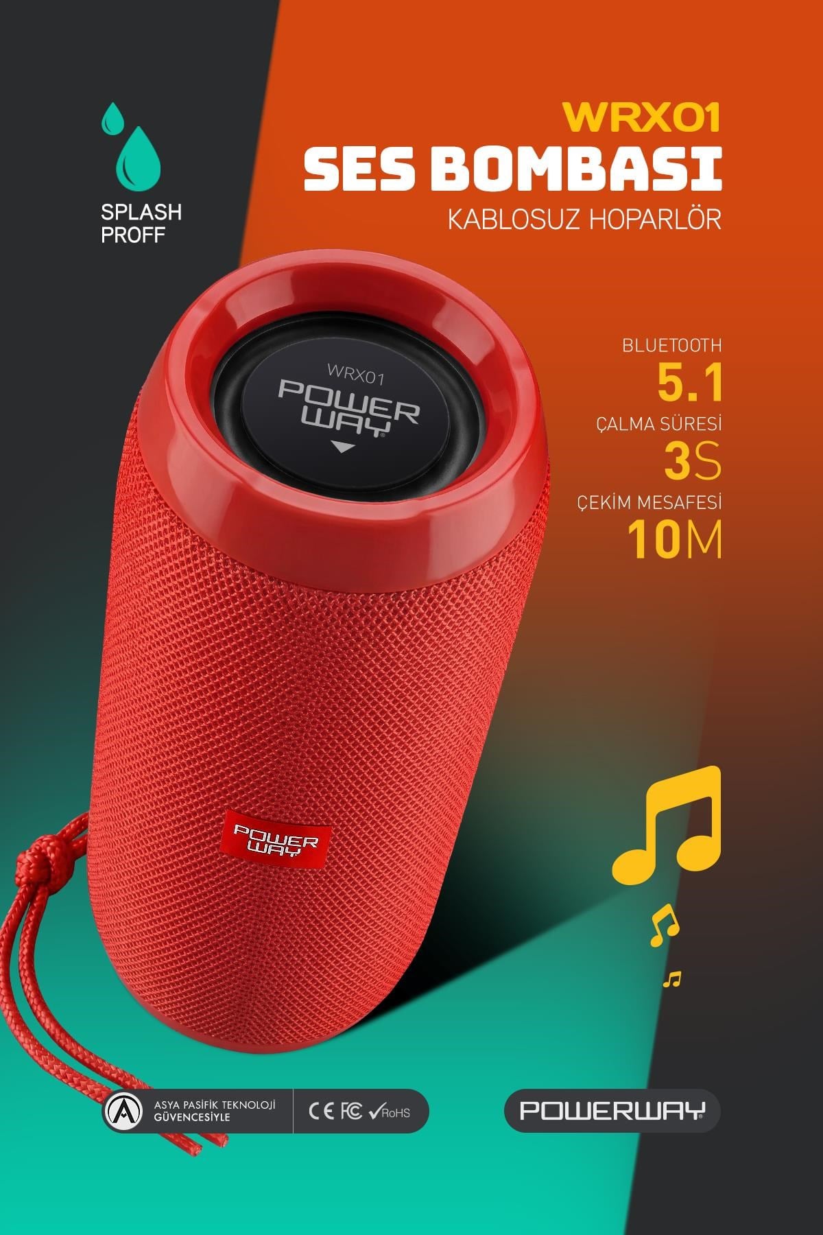 Powerway WRX01 Kırmızı SD Kart Aux Usb Girişli Kablosuz FM Radyo Bluetooh Hoparlör