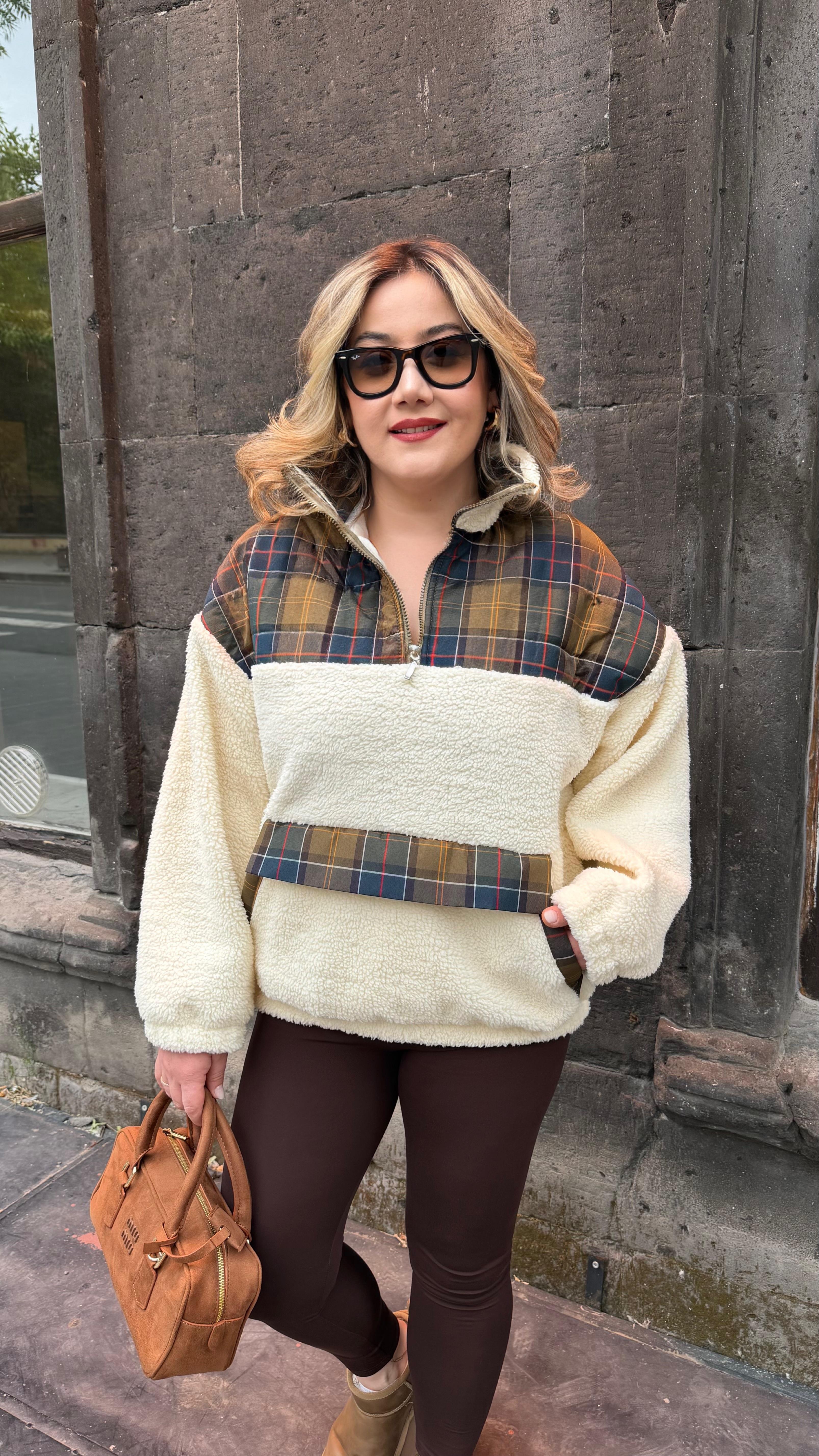 BAKLAVA DESEN PELUŞ SWEAT HAKİ