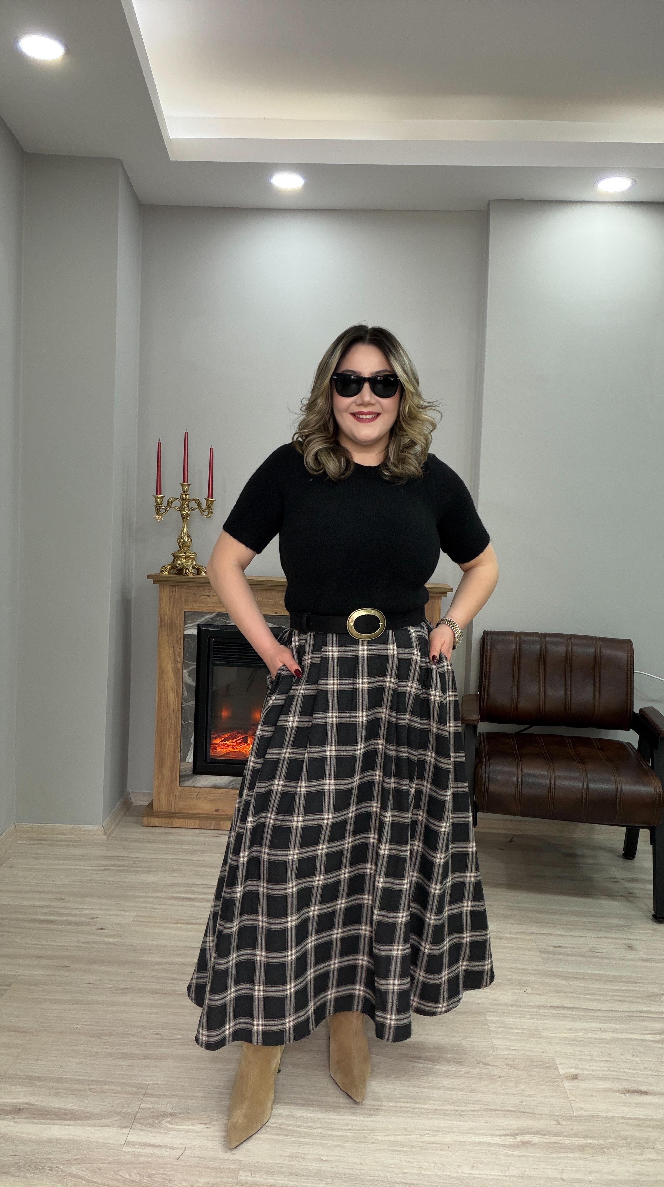 BELDEN LASTİKLİ EKOSE ETEK  KAHVE