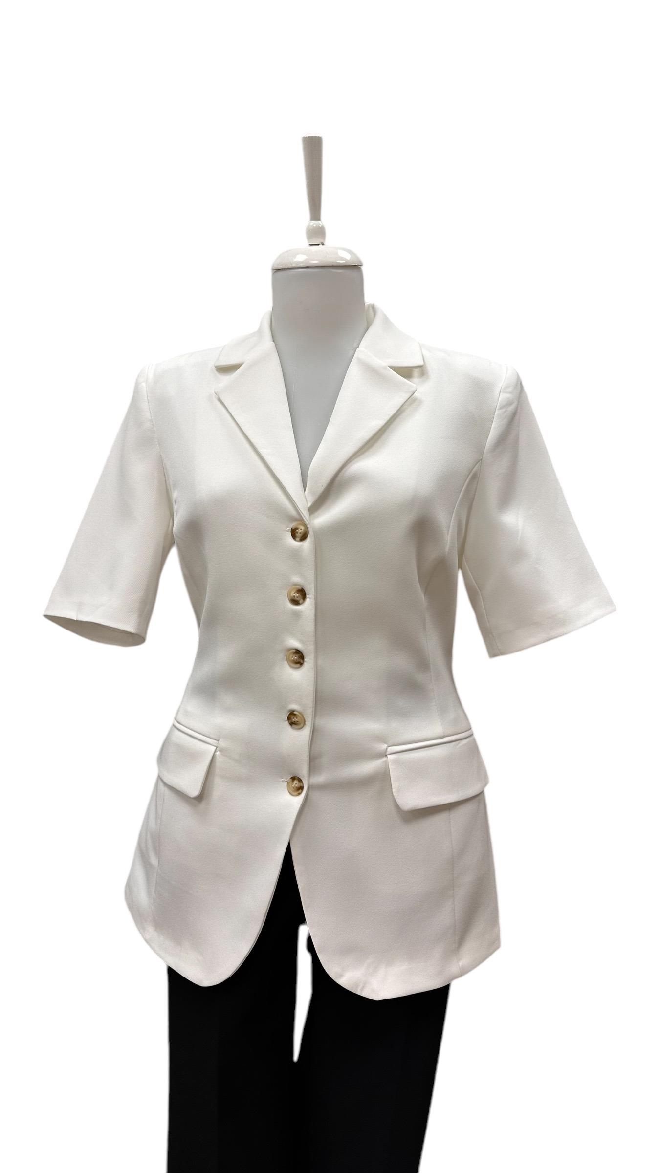 BELDEN OTURTMALI KISA KOL BLAZER CEKET EKRU