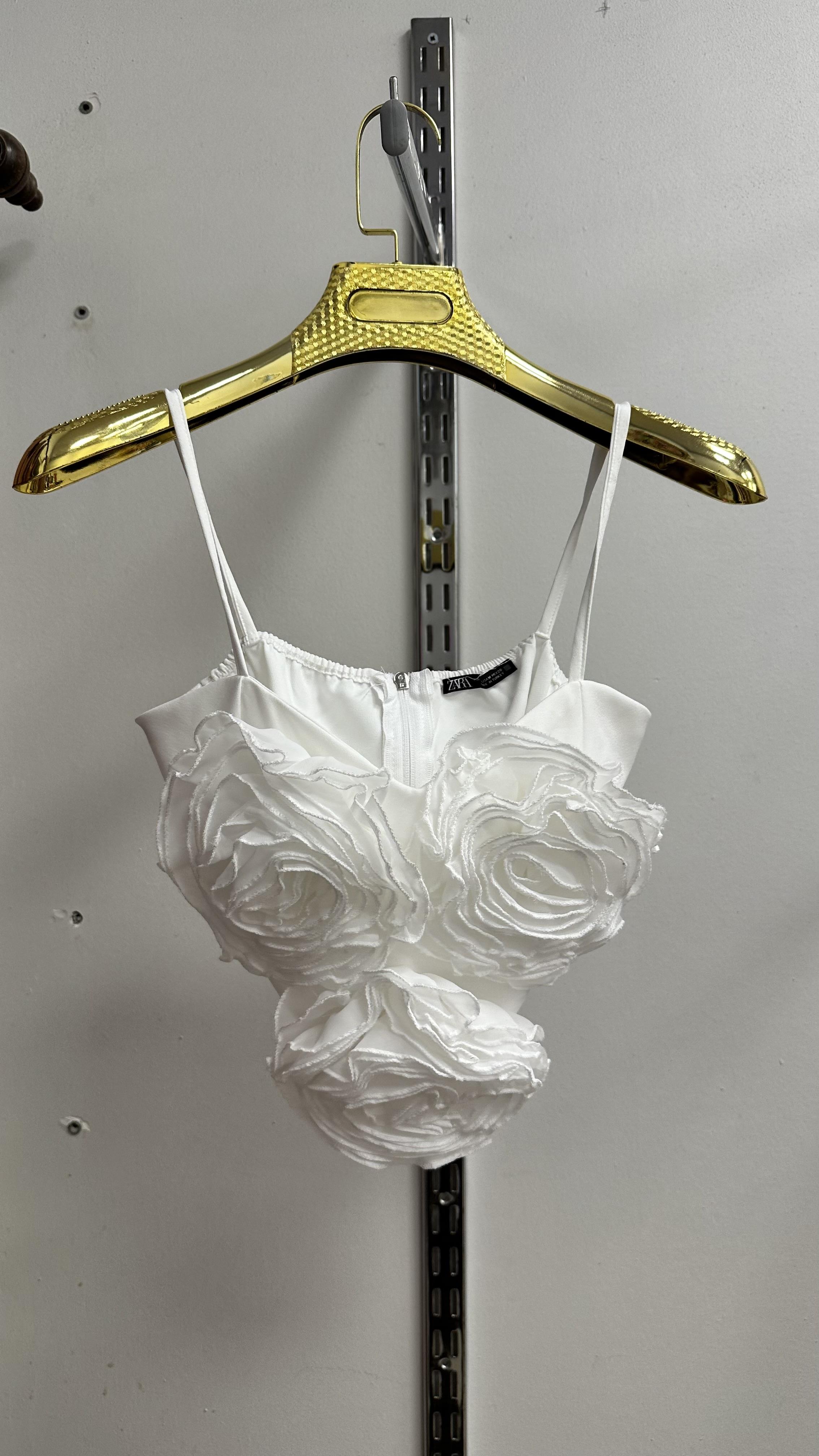 BEYAZ ROSE CROP BLUZ
