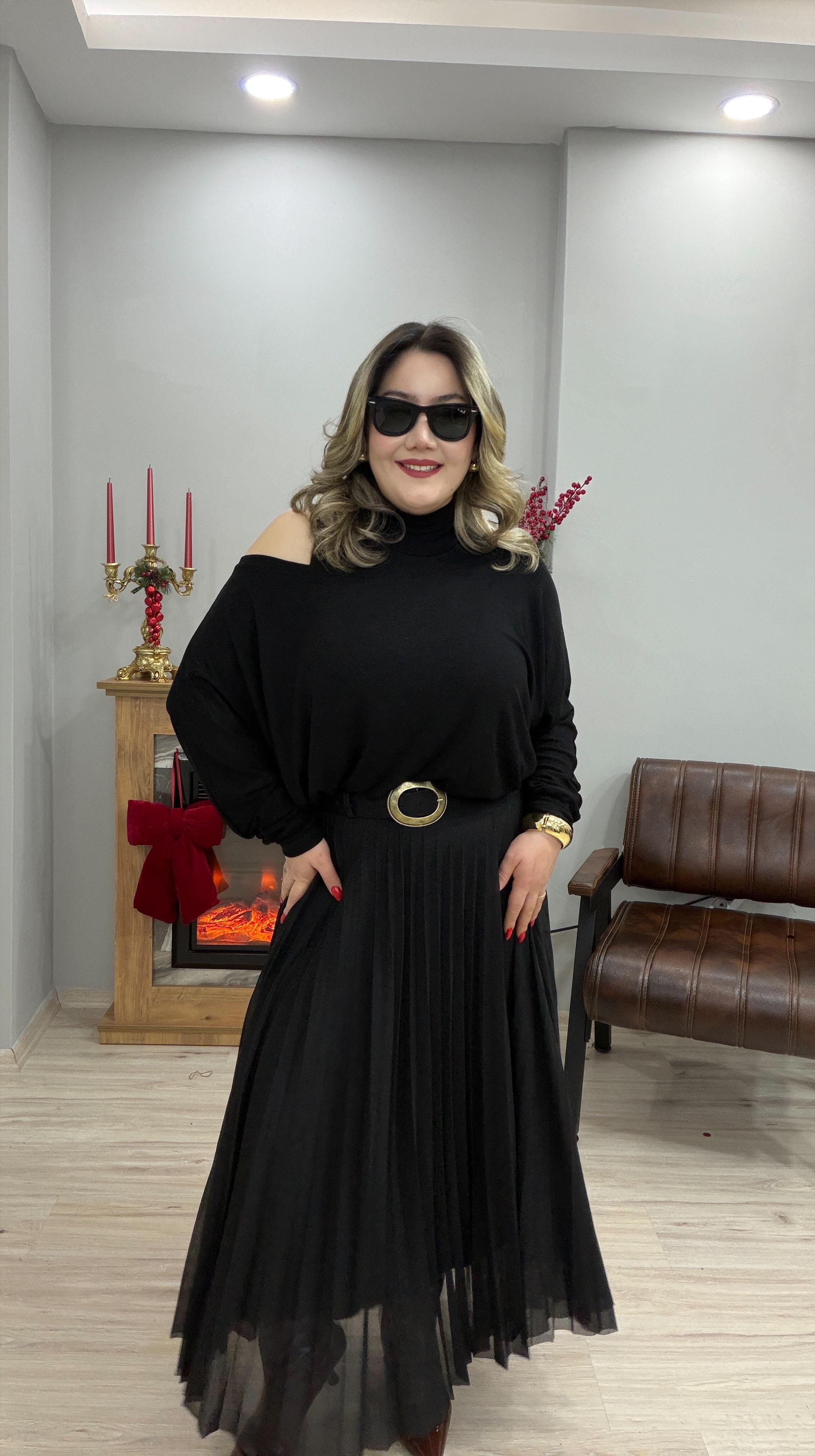 BLUZ ELBİSE TAKIM SİYAH