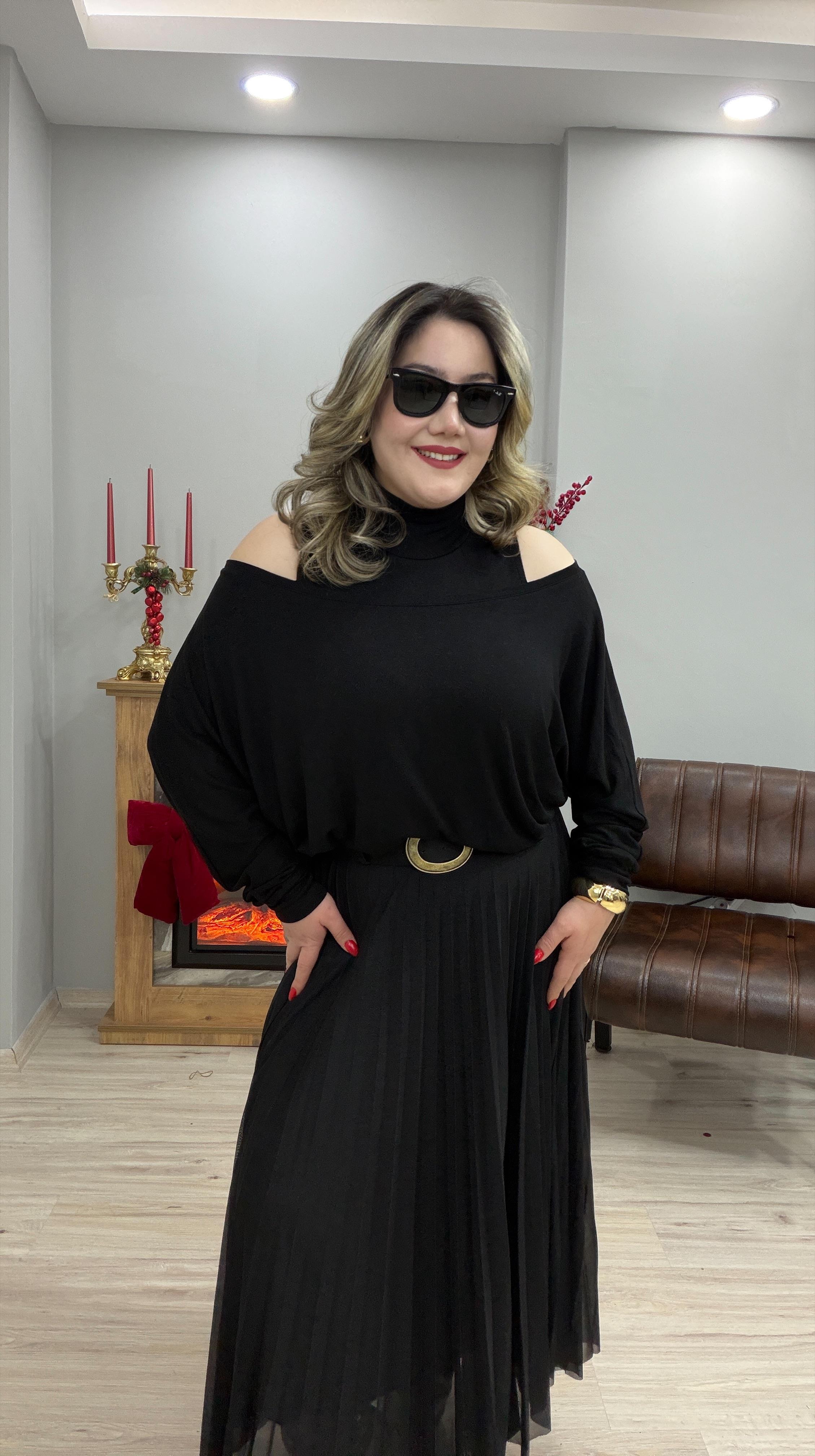 BLUZ ELBİSE TAKIM SİYAH