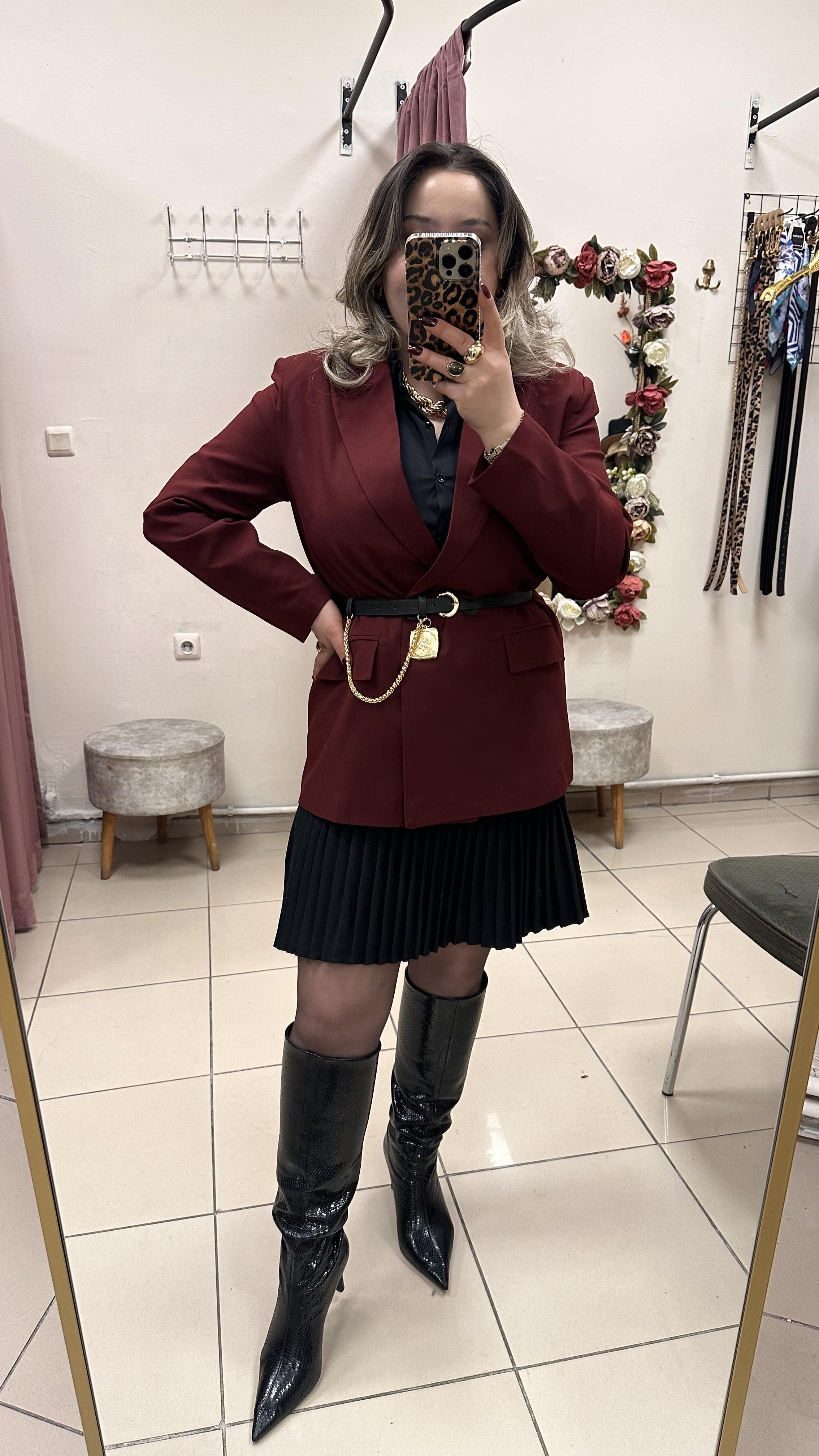 BORDO ÇİFT DÜĞMELİ BLAZER CEKET