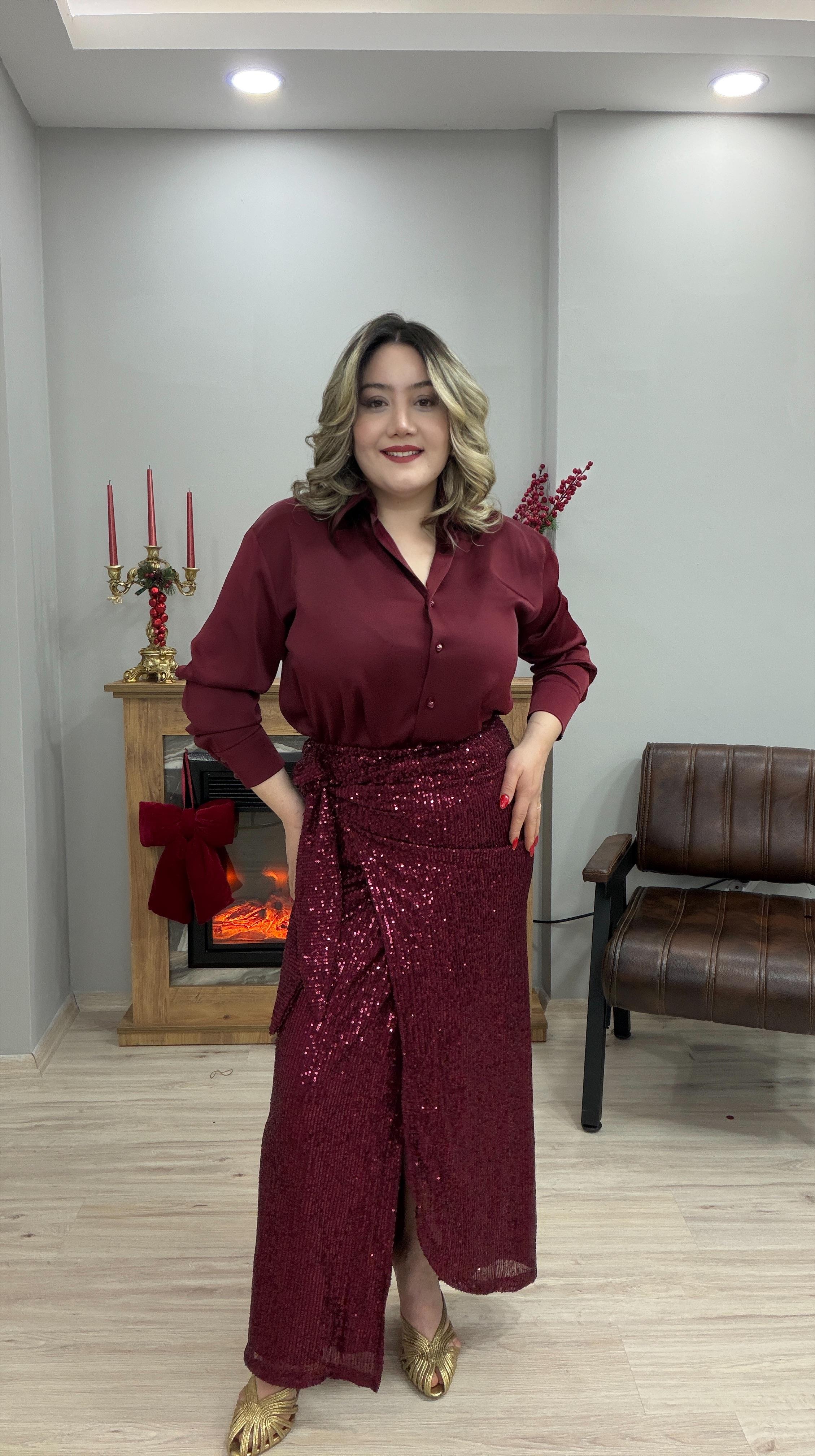 BORDO PAYETLİ ANVELOP BAĞLAMALI ETEK