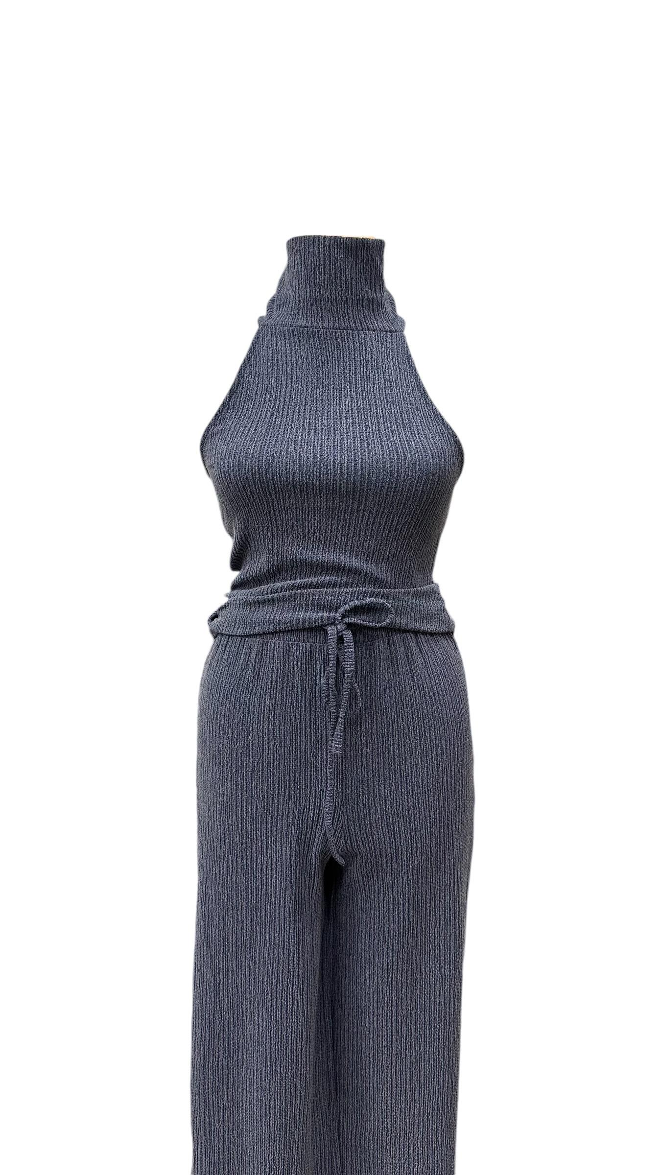 BÜRÜMCÜK HALTER YAKA İKİLİ TAKIM İNDİGO