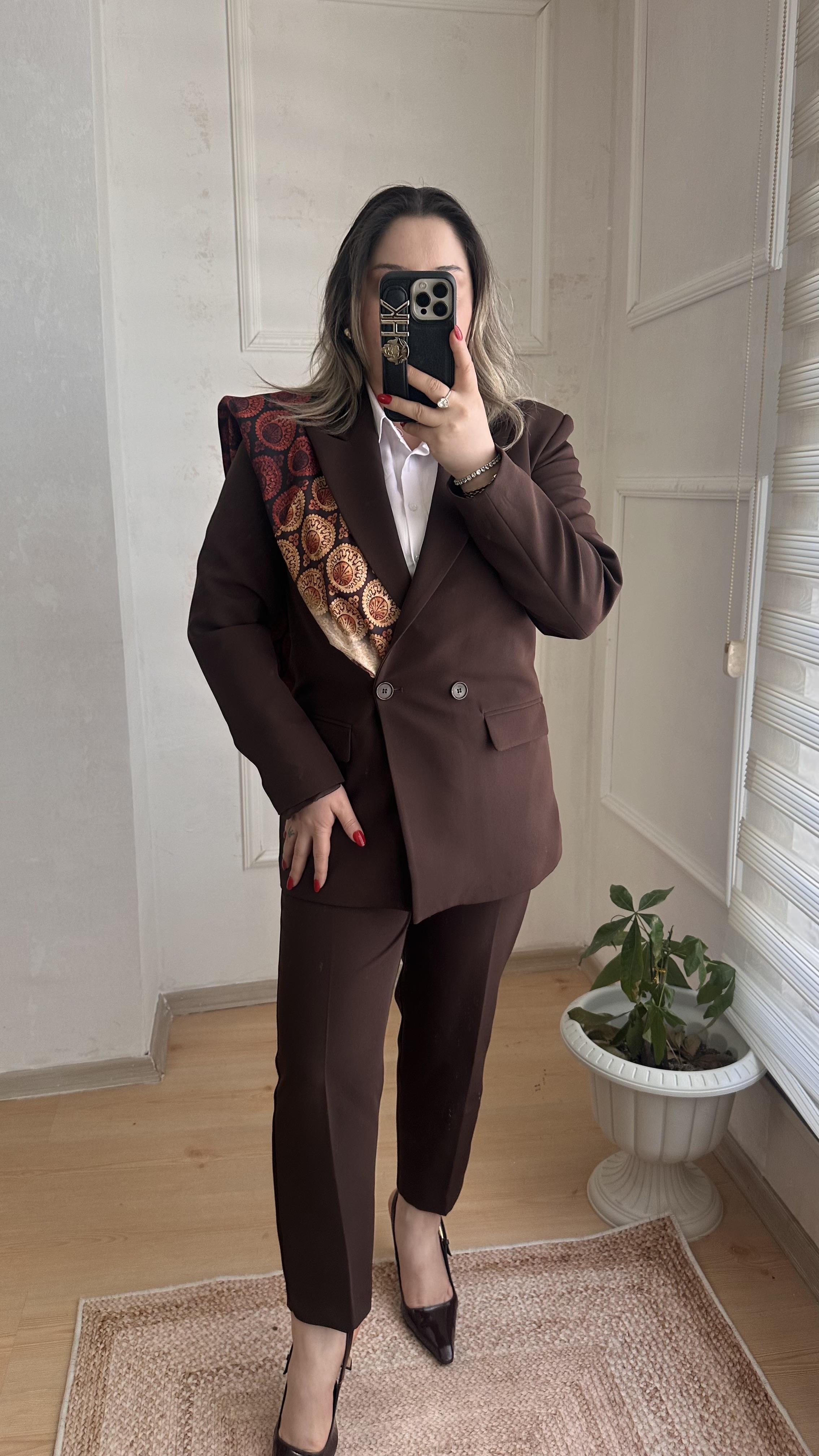 CARROT PANTOLONLU BLAZER CEKET TAKIM ACI KAHVE