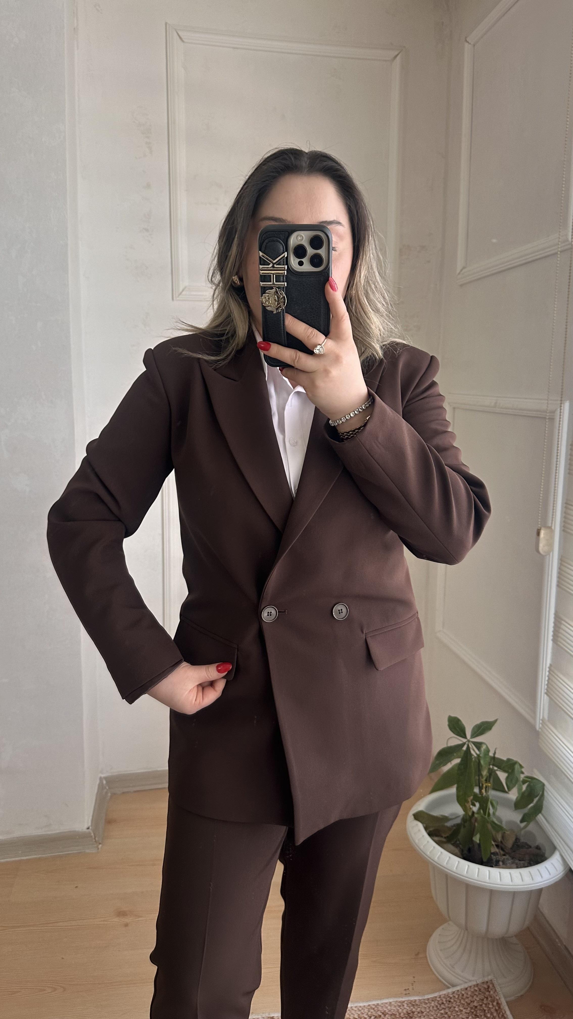 CARROT PANTOLONLU BLAZER CEKET TAKIM ACI KAHVE