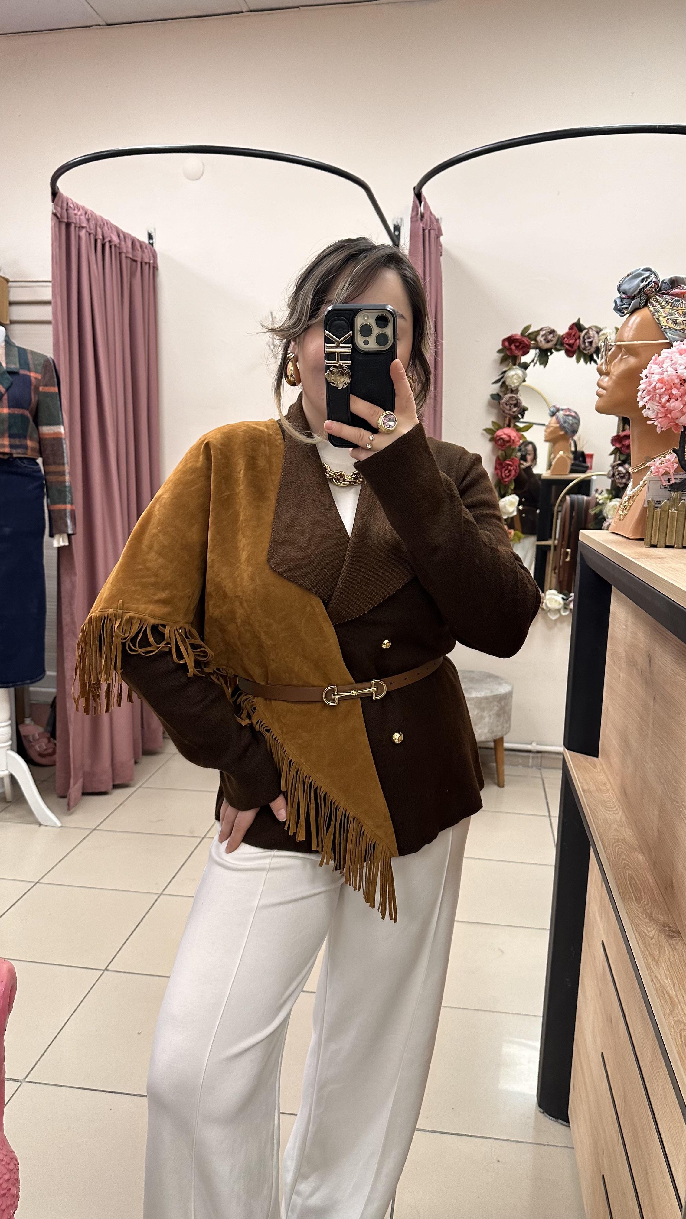 ÇİFT GOLD DÜĞMELİ ŞAL YAKA HIRKA KAHVE