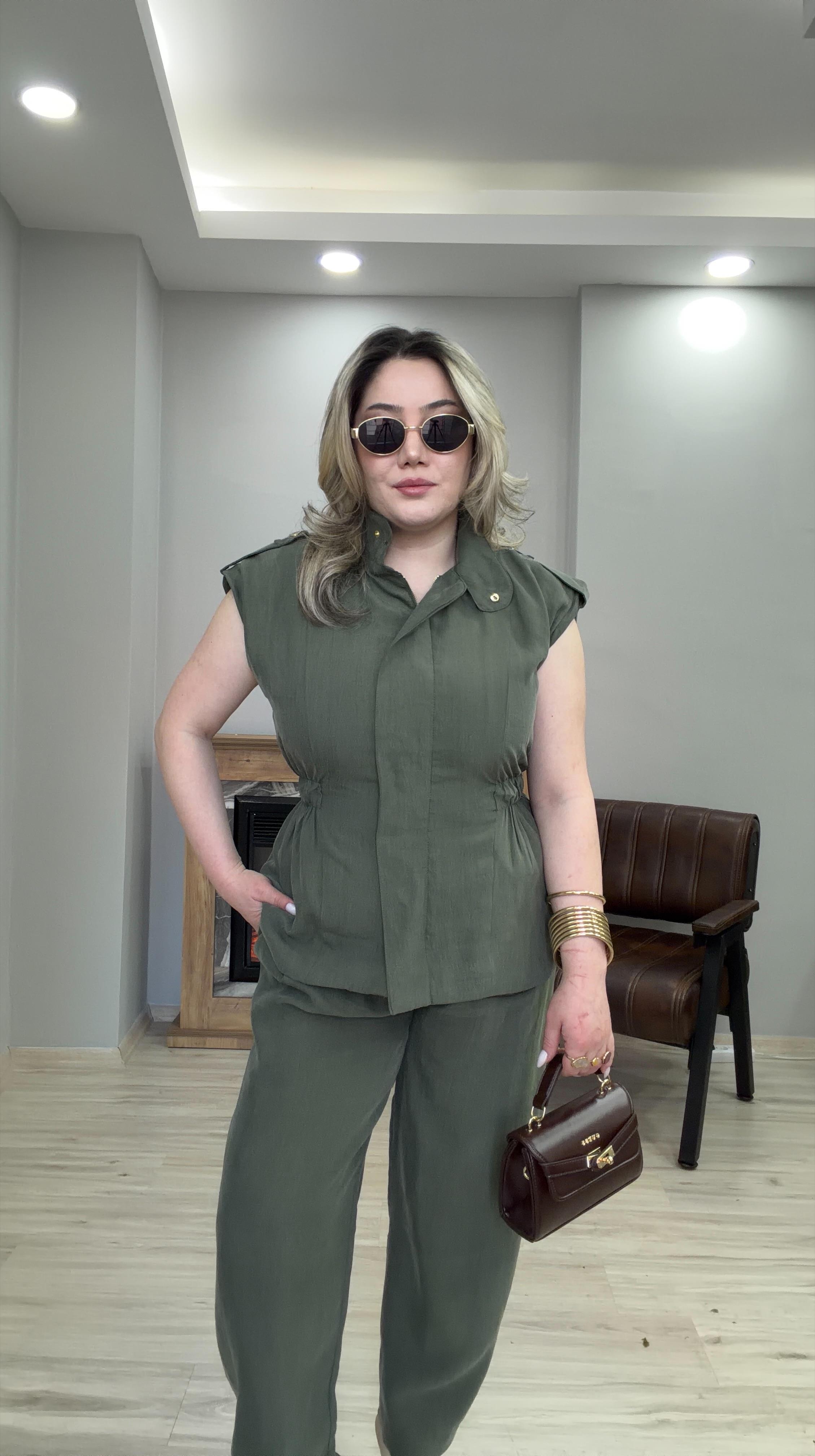 ÇITÇIT DETAYLI DİK YAKA TAKIM HAKİ 