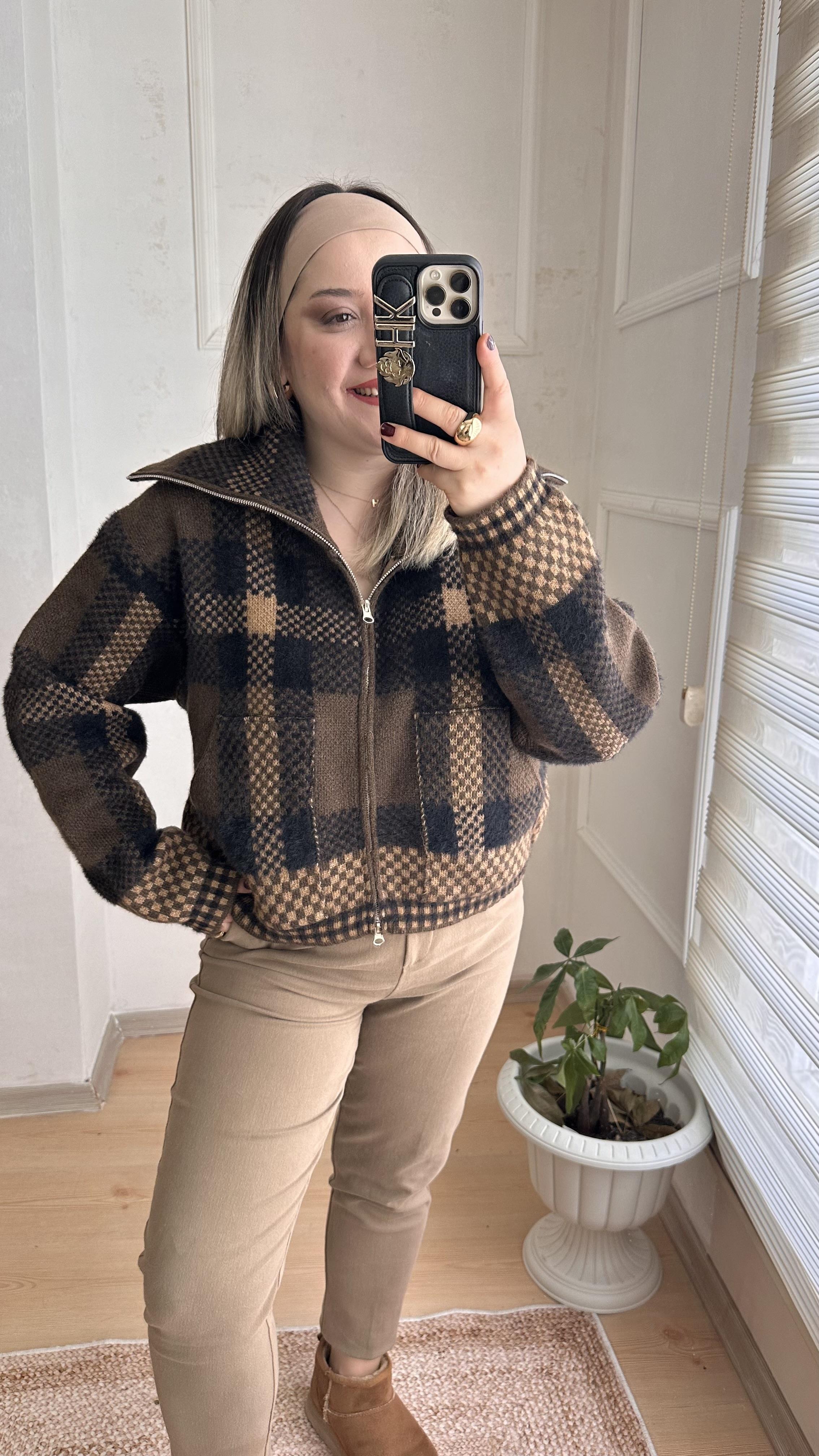 EKOSE DESEN FERMUARLI BOMBER HIRKA