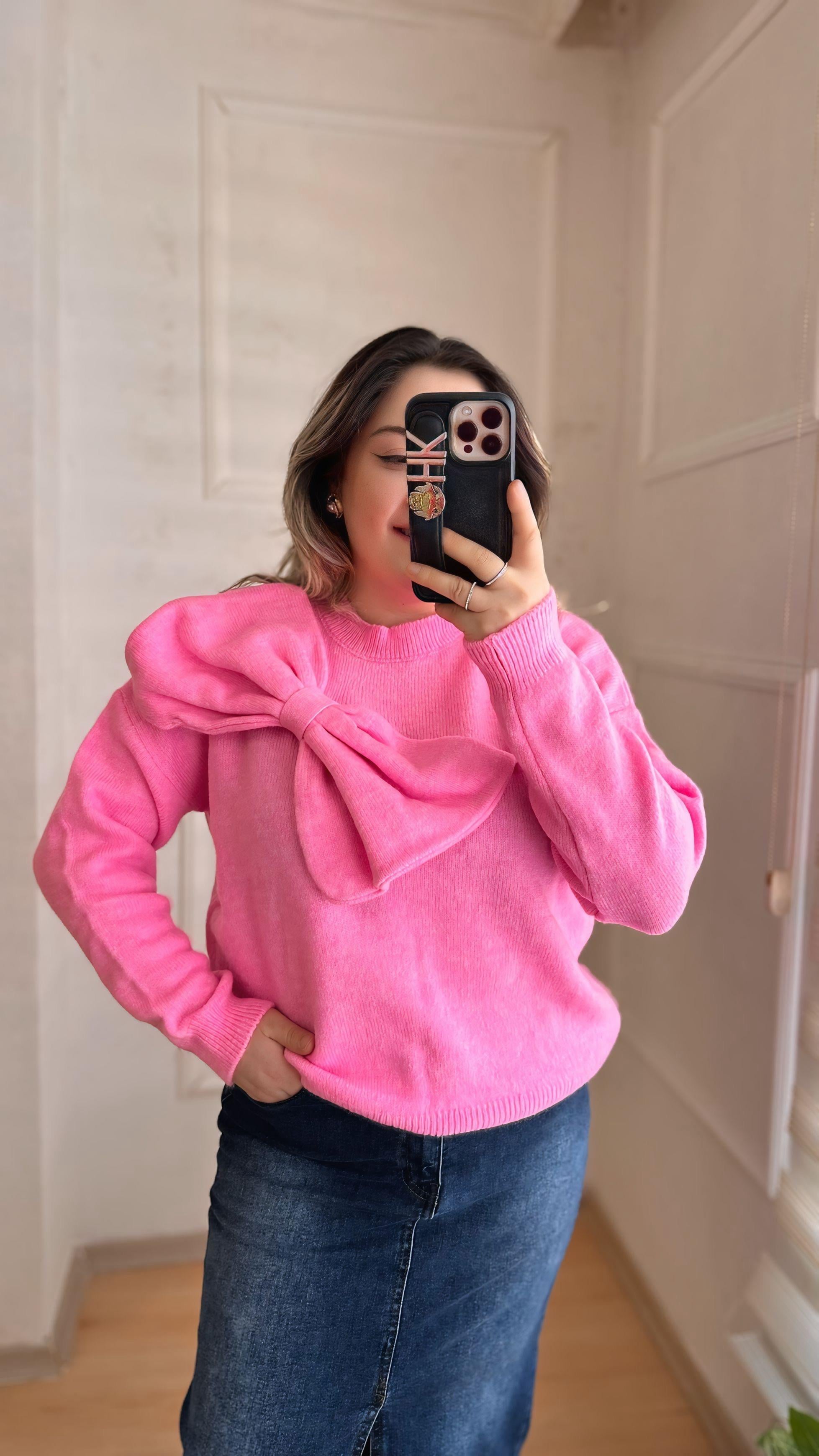 FİYONKLU TRİKO KAZAK PEMBE