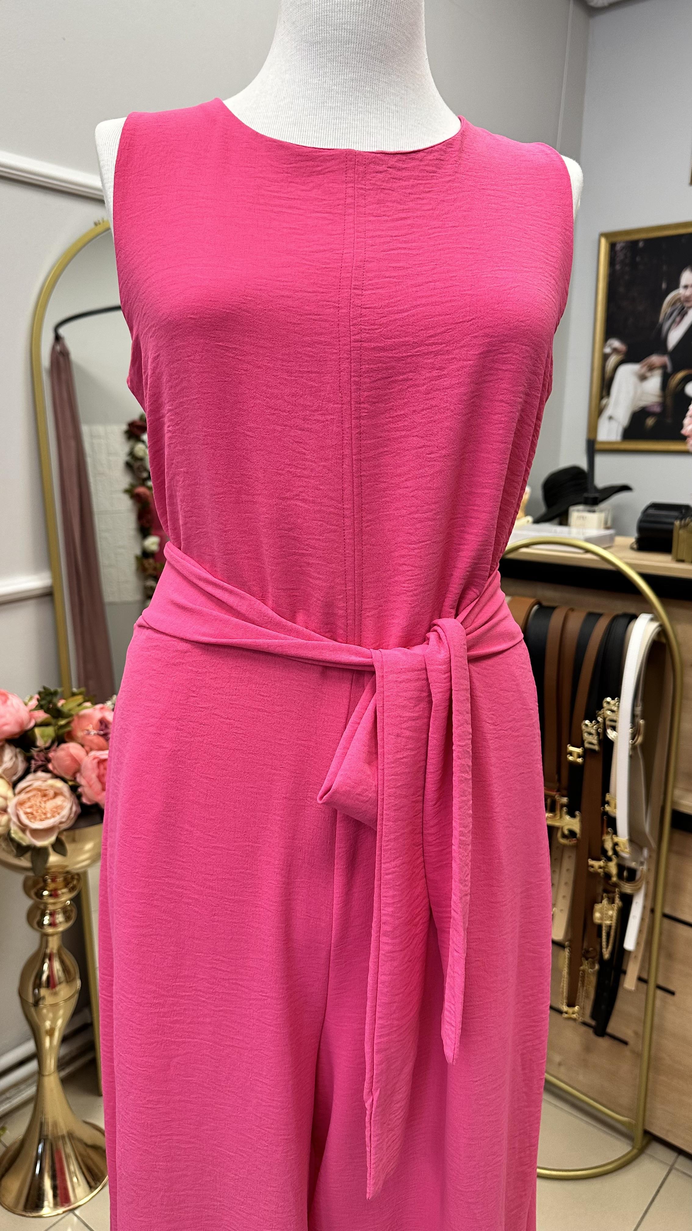 FRAPAN BELDEN KUŞAKLI TULUM PEMBE