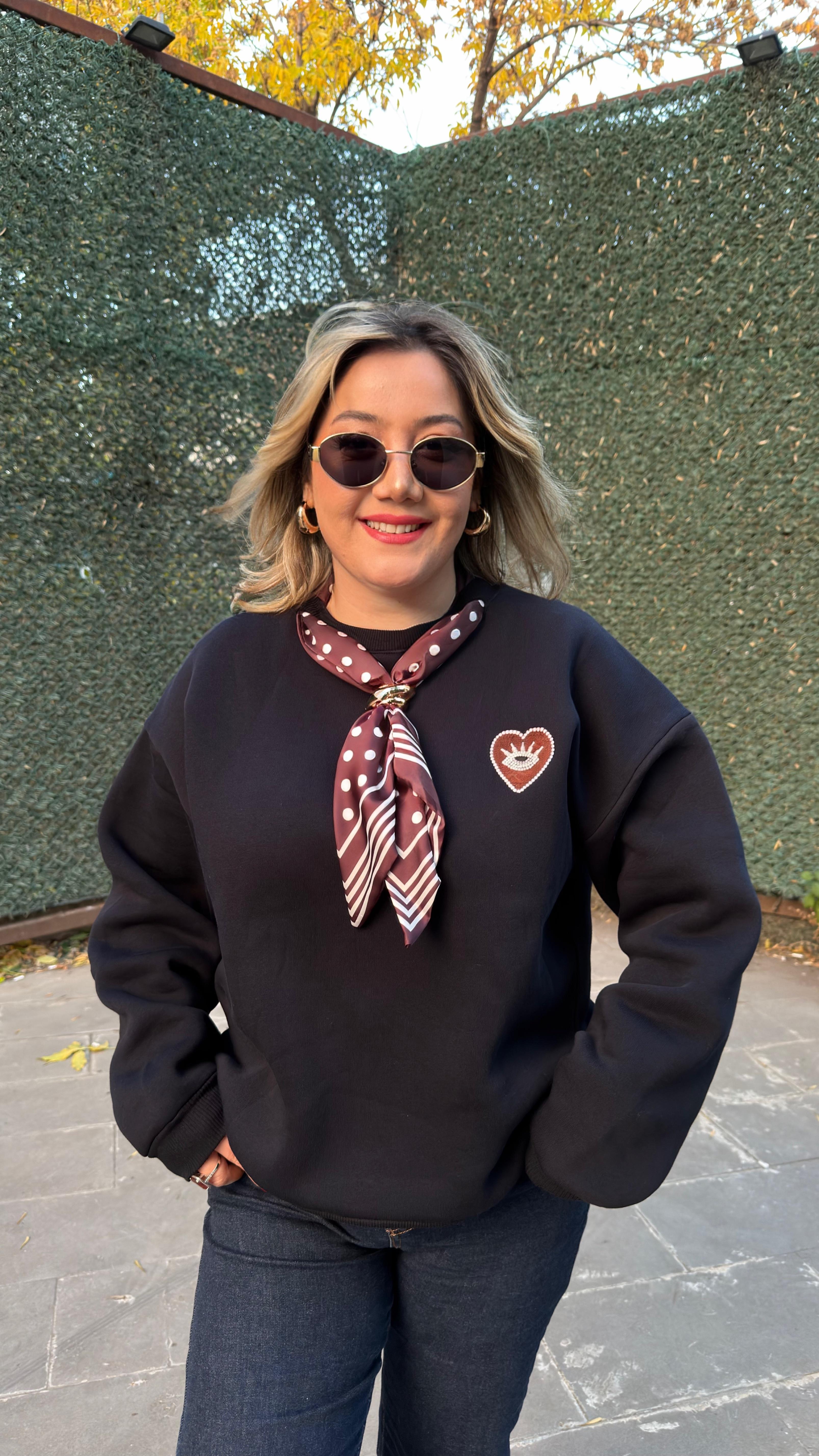 FULARLI SWEATSHİRT LACİVERT