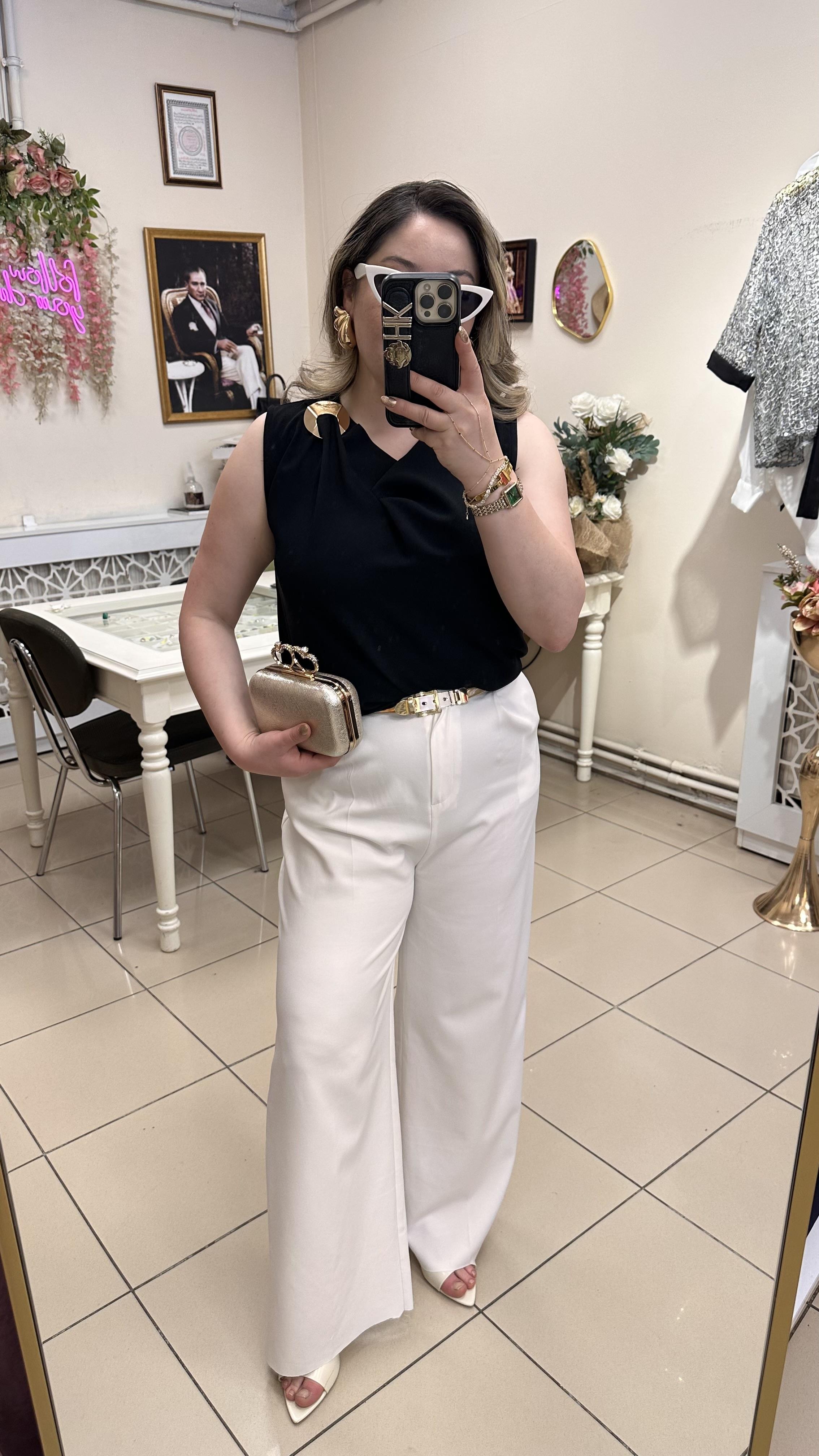 GOLD TOKALI ŞIK BLUZ SİYAH