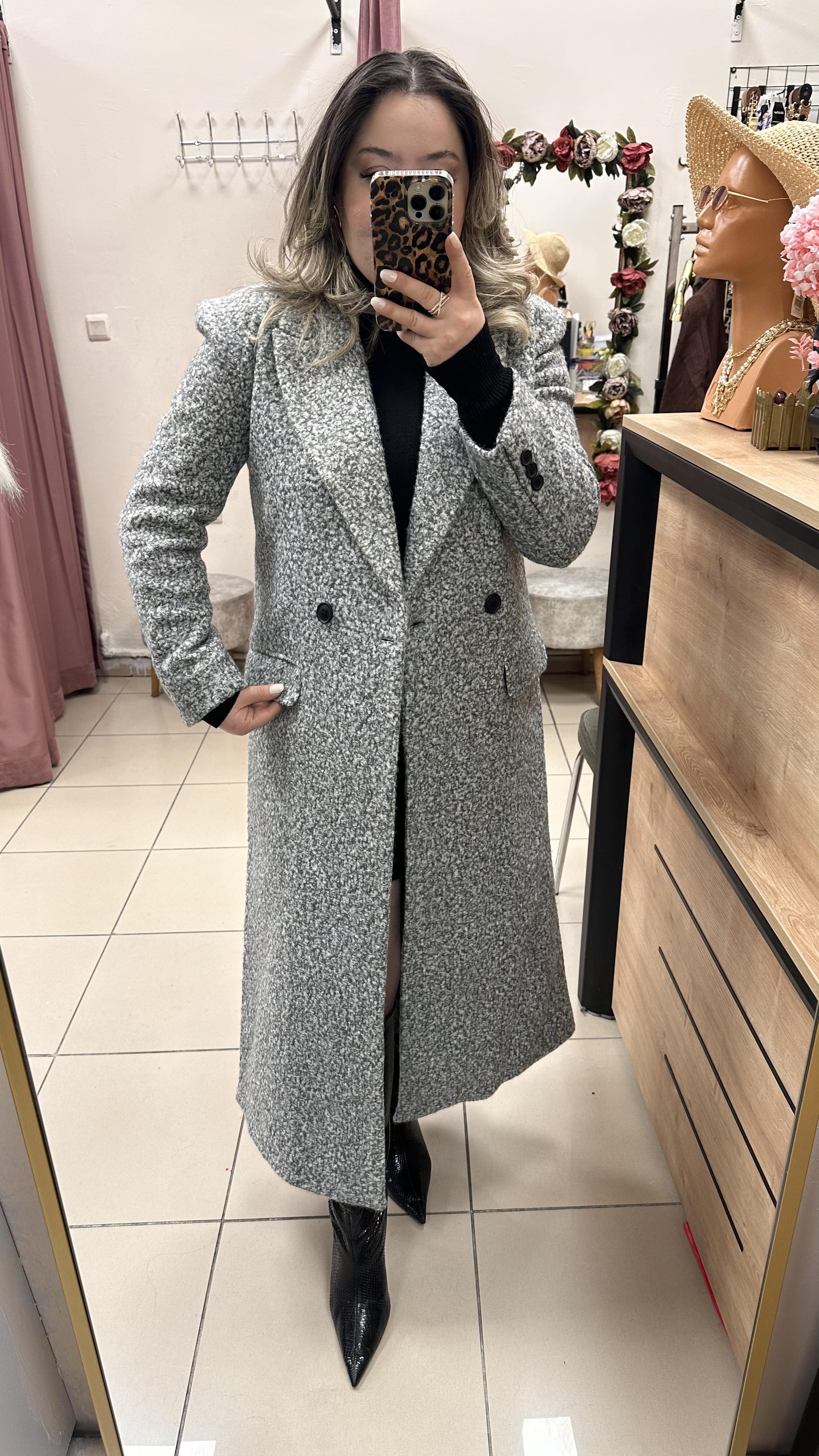 GRİ KAŞE KRUVAZE KLASİK UZUN KABAN