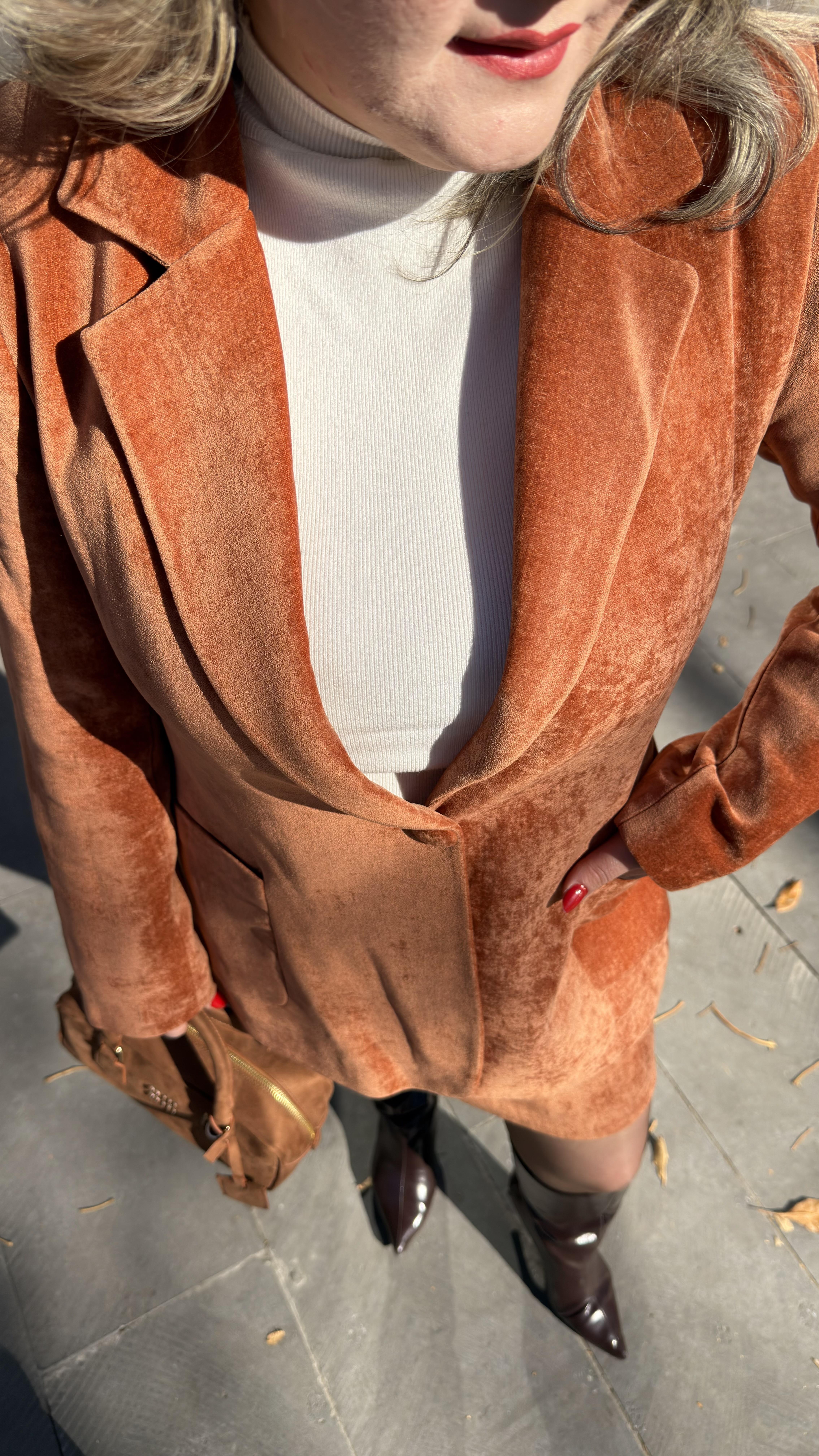 KADİFE BLAZER CEKET KİREMİT