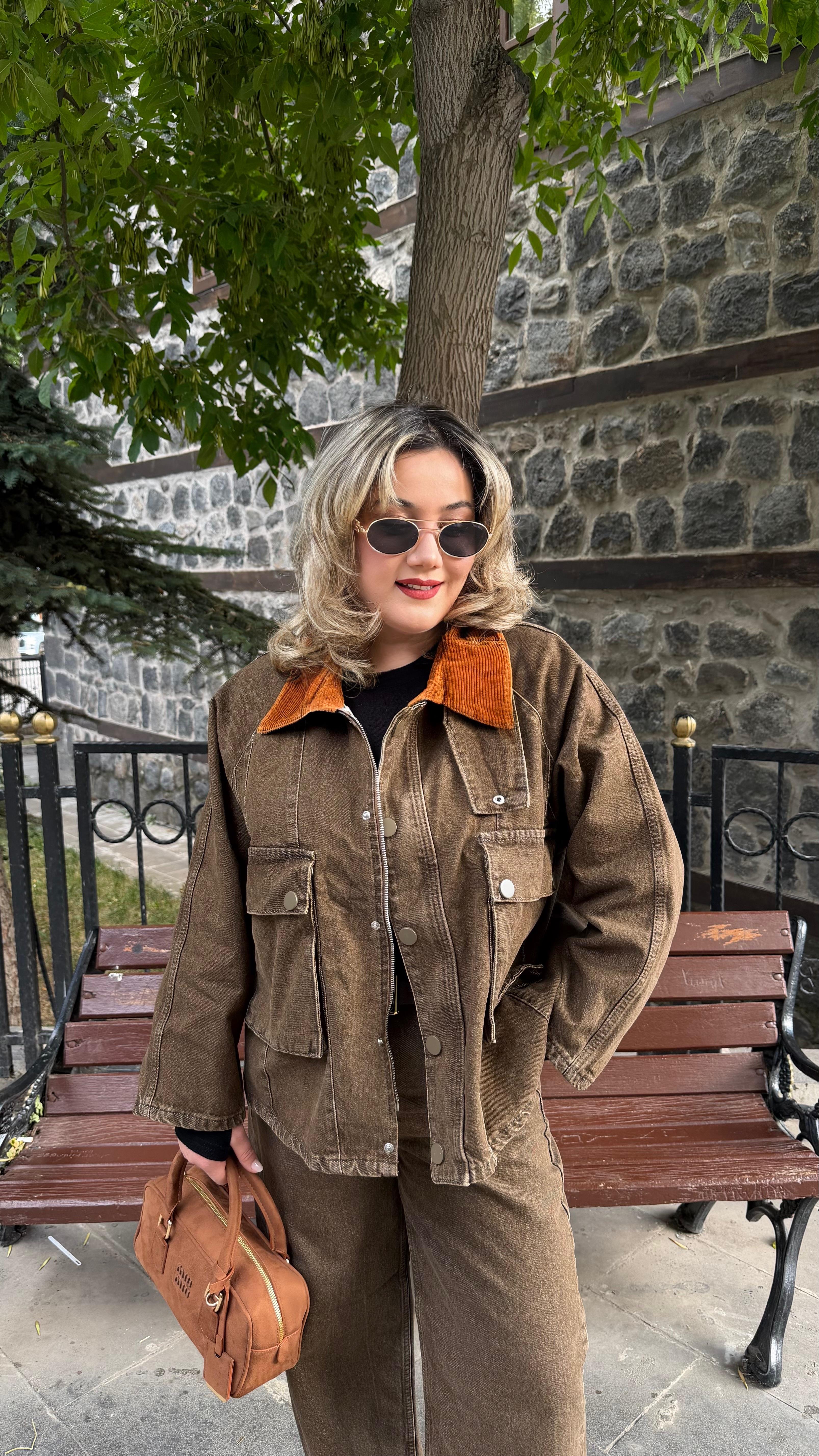 KADİFE YAKA ESKİTME CEKET