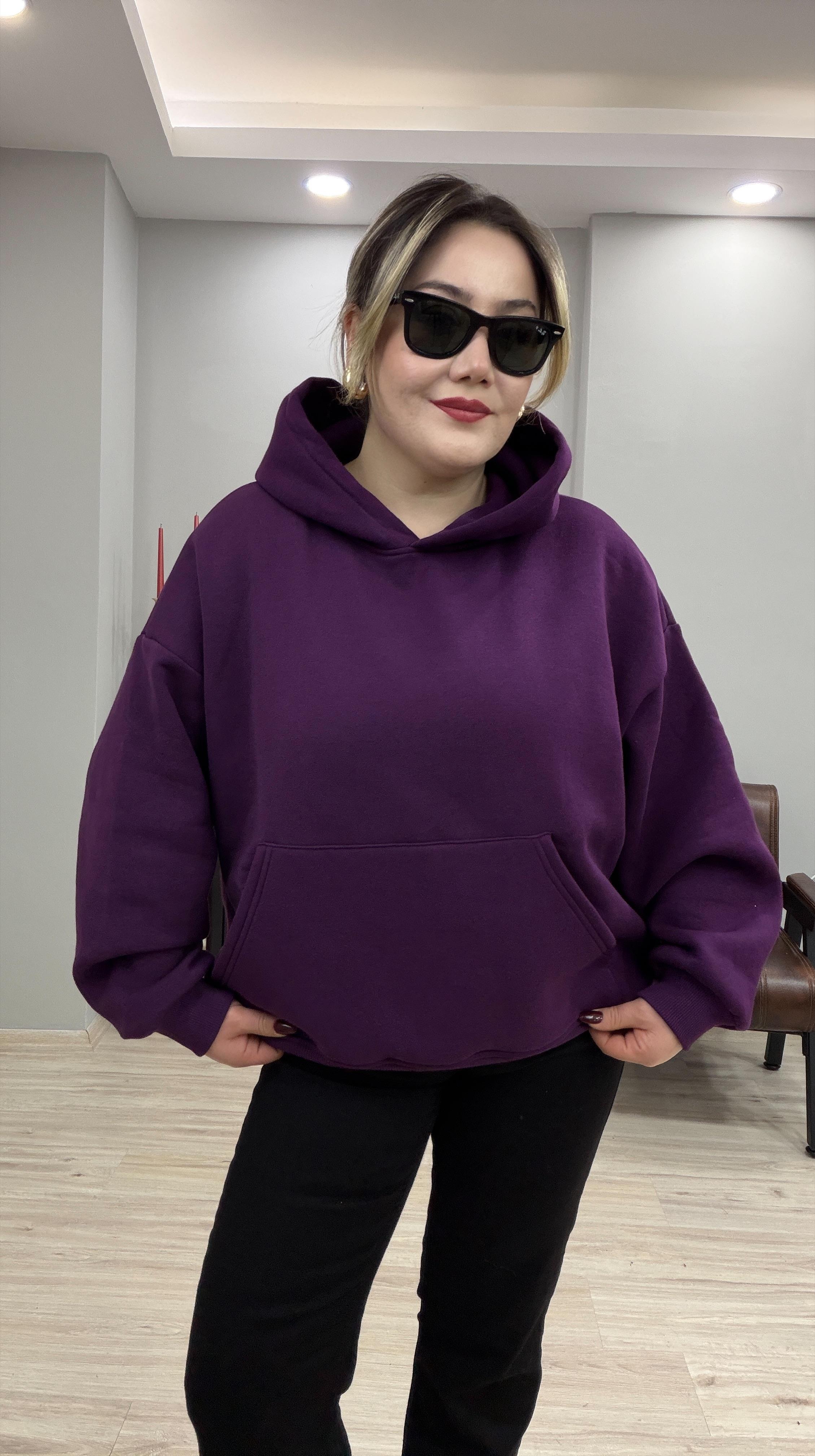 KAPÜŞONLI İÇİ ŞARDONLU SWEATSHİRT MÜRDÜM