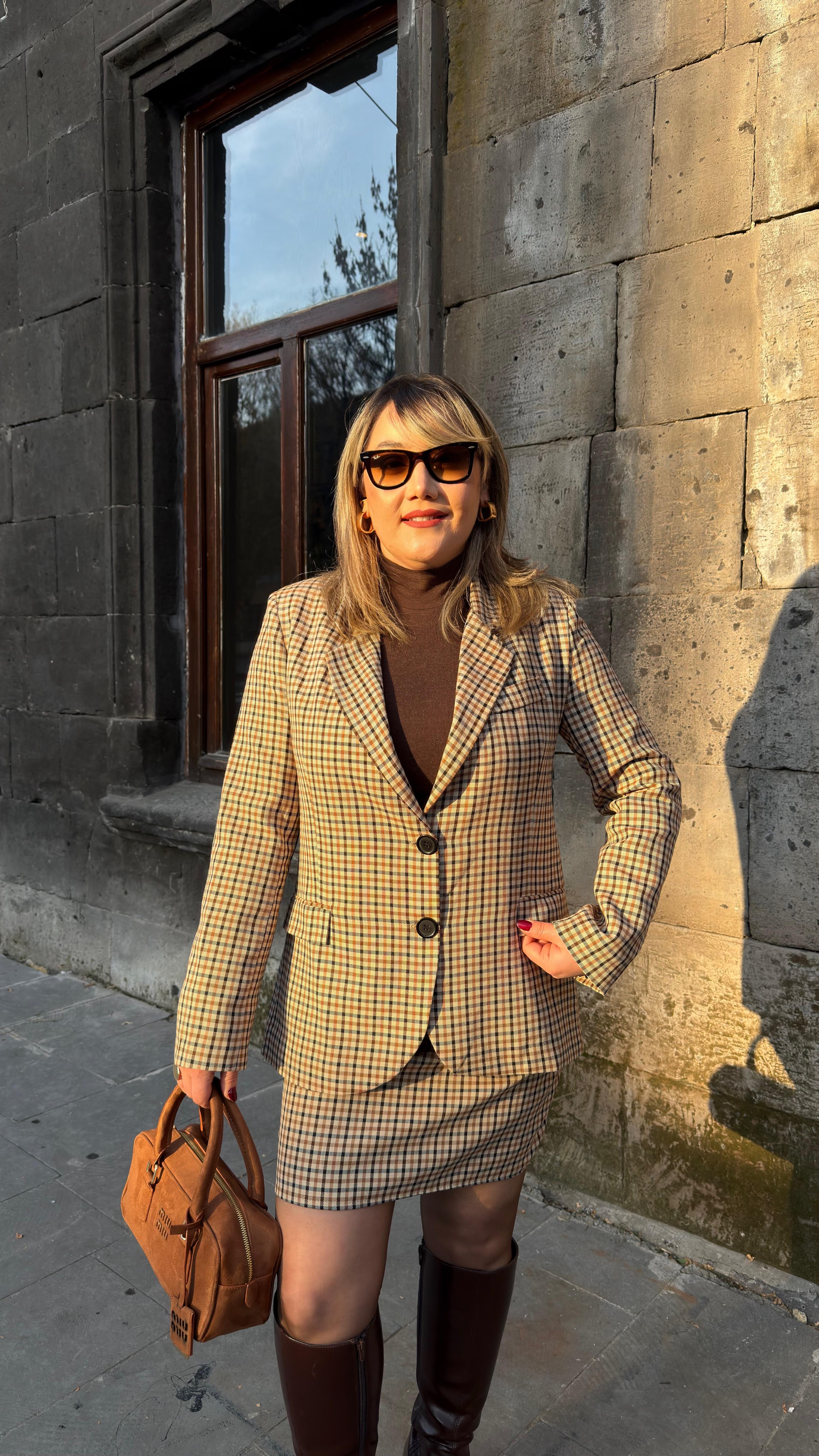KARELİ DÜĞME DETAYLI BLAZER CEKET 