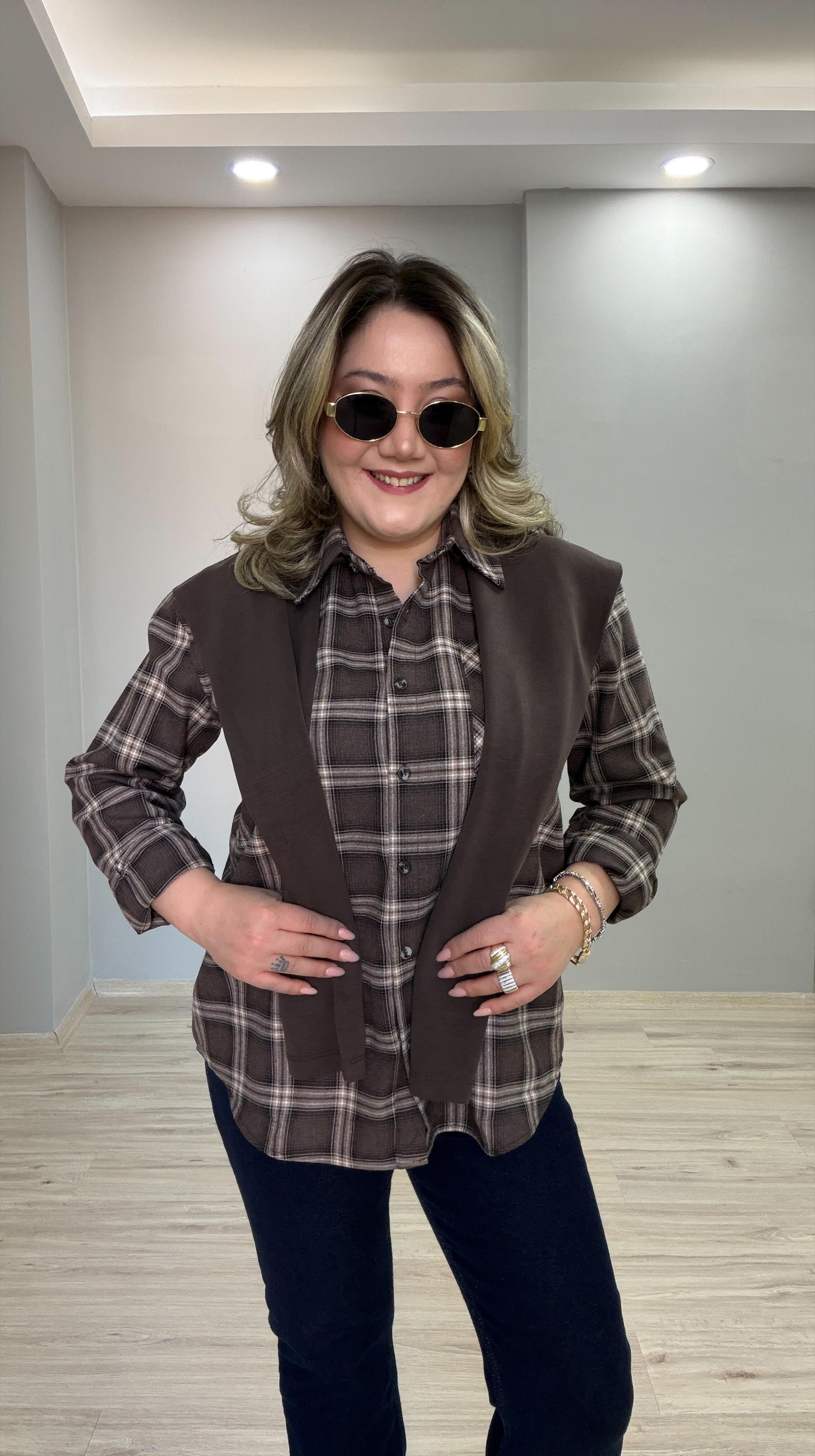 KAŞKOLLU ODUNCU GÖMLEK KAHVE