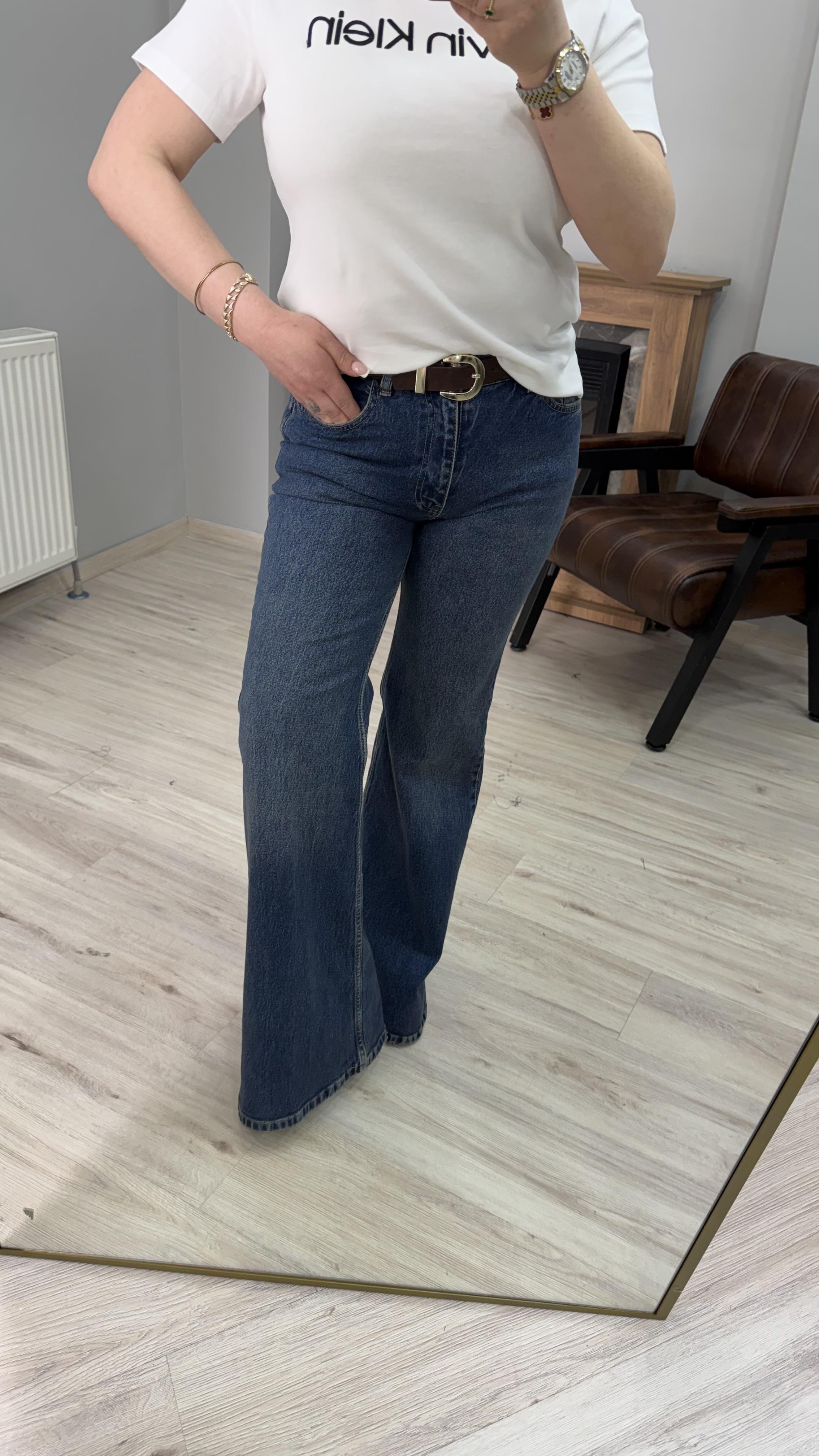 KEMERLİ YÜKSEK BEL LİKRALI JEAN 