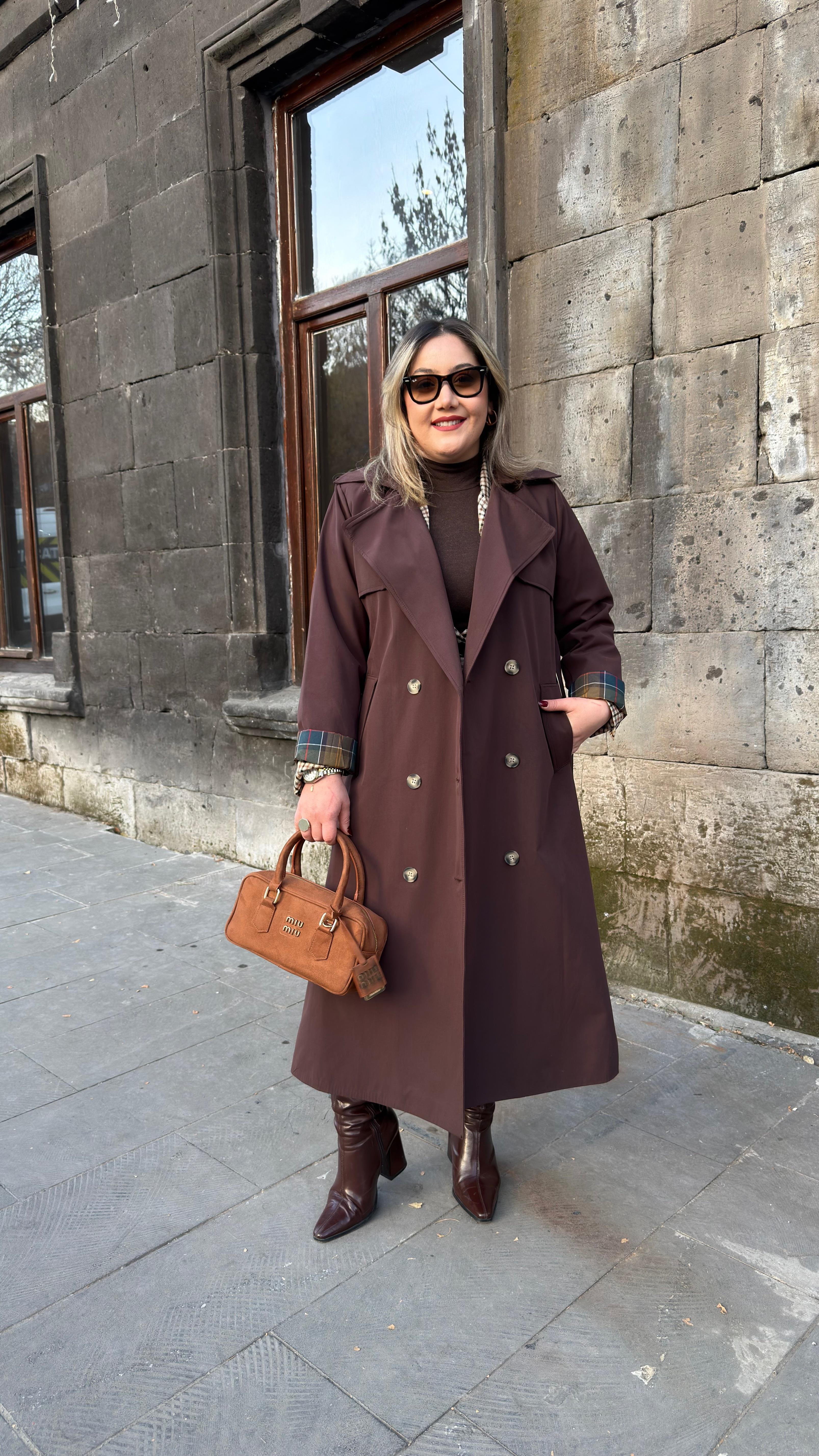 KLASİK MODEL TRENÇKOT KAHVE