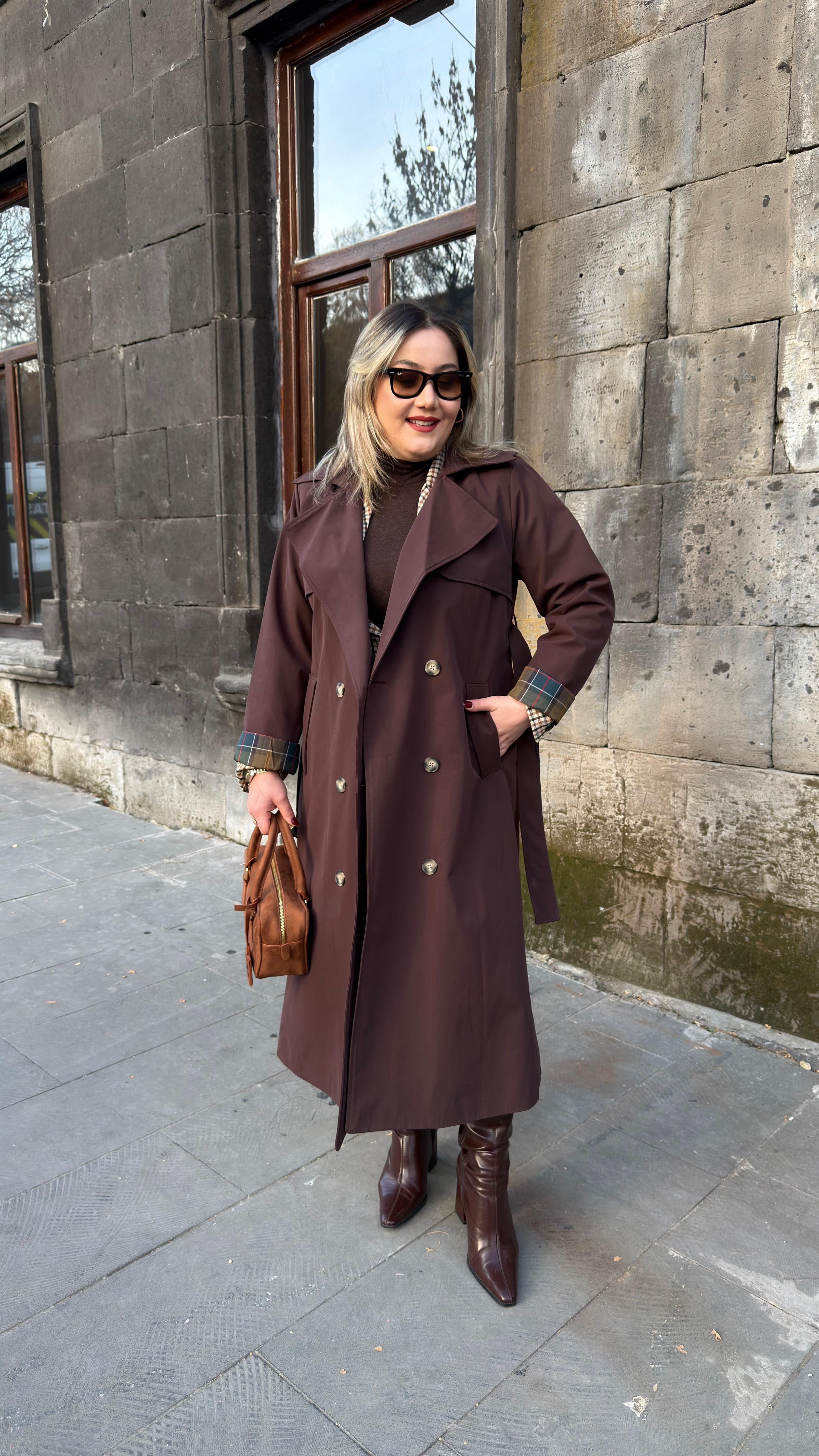 KLASİK MODEL TRENÇKOT KAHVE