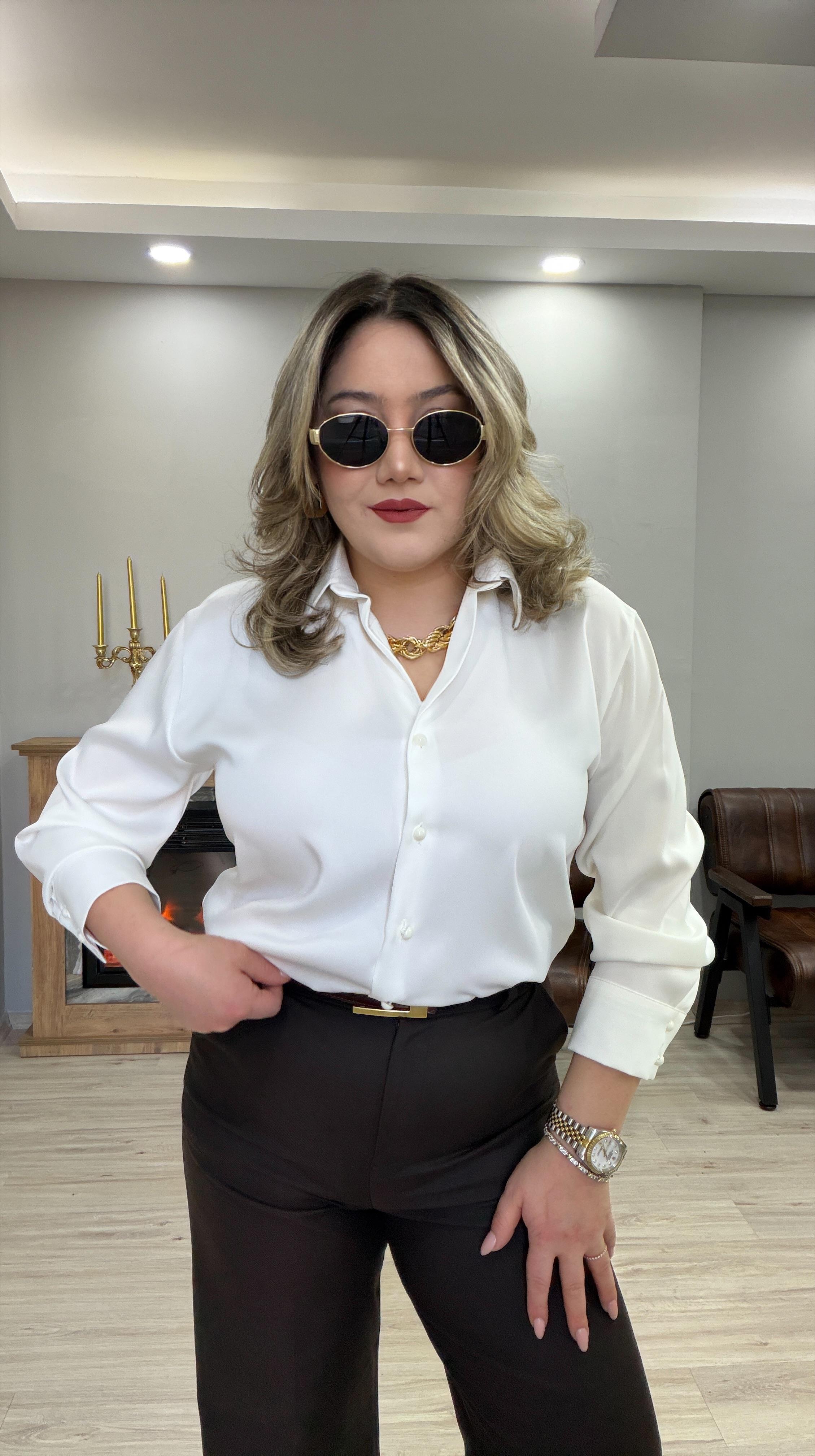 KLASİK SATEN GÖMLEK EKRU