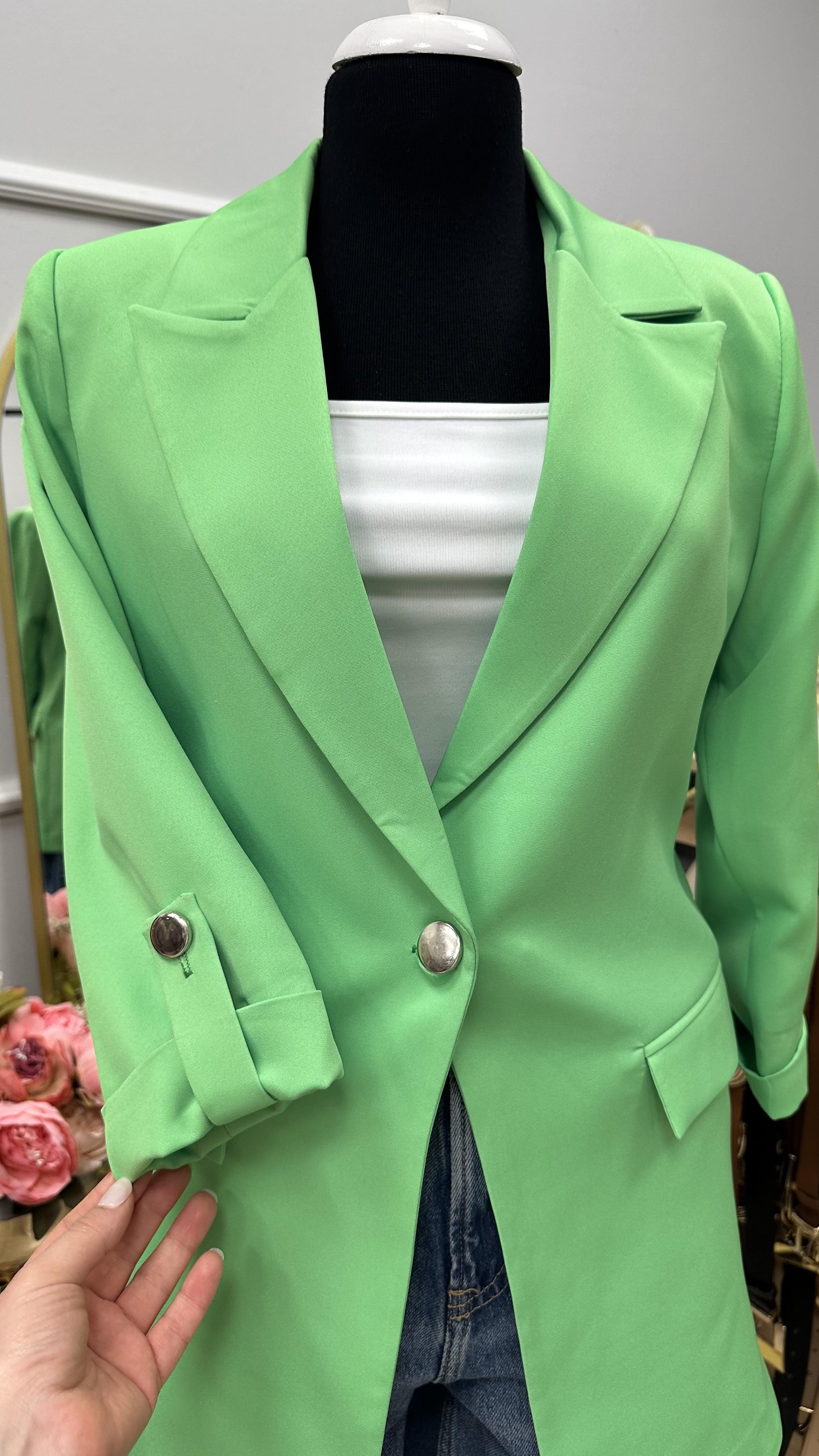 KOL DÜĞME DETAYLI BLAZER CEKET FISTIK YEŞİL