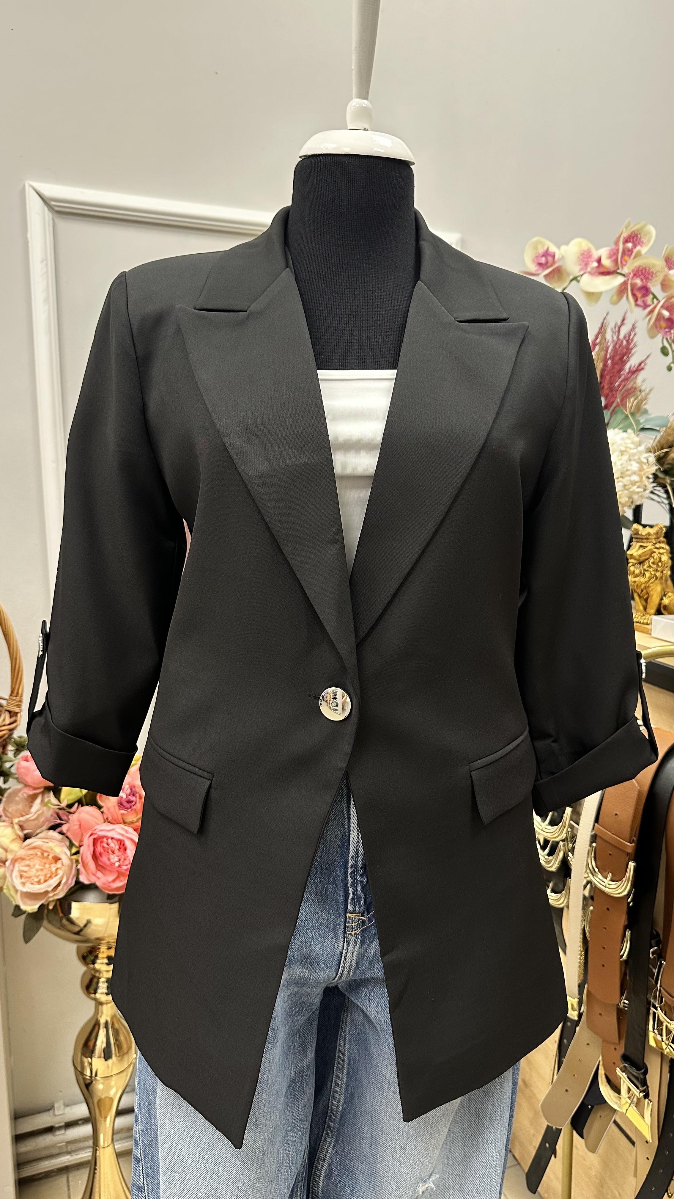 KOL DÜĞME DETAYLI BLAZER CEKET SİYAH