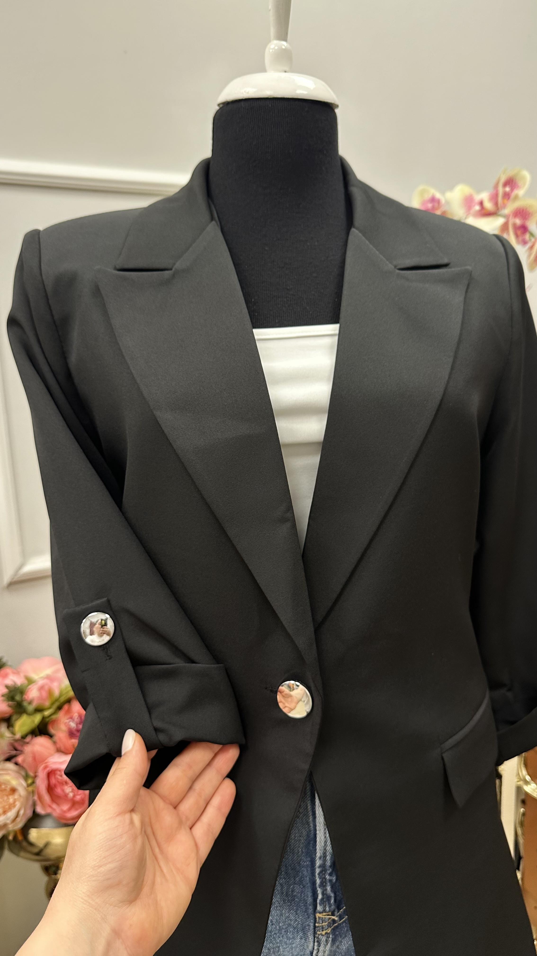 KOL DÜĞME DETAYLI BLAZER CEKET SİYAH