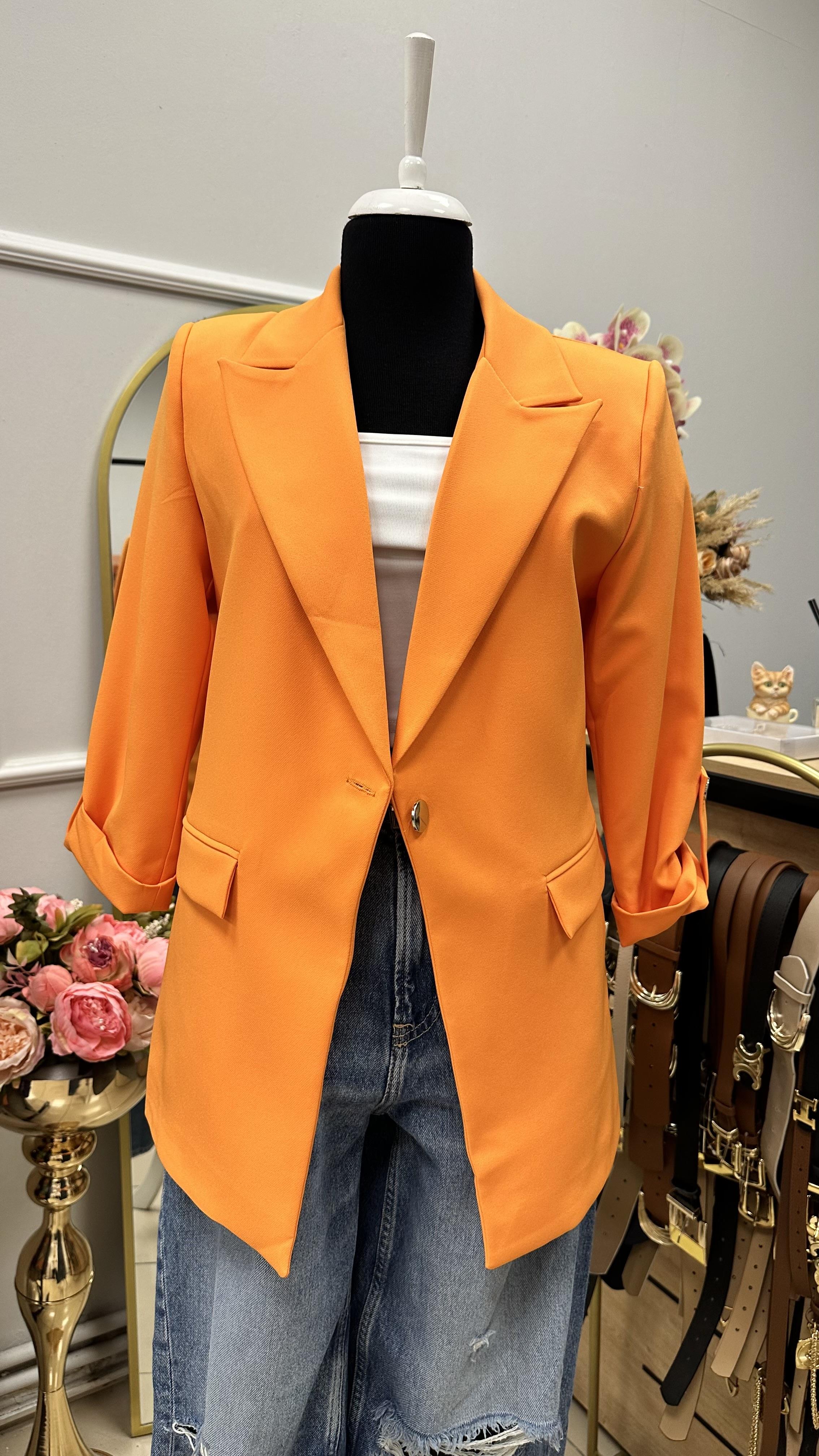 KOL DÜĞME DETAYLI BLAZER CEKET TURUNCU
