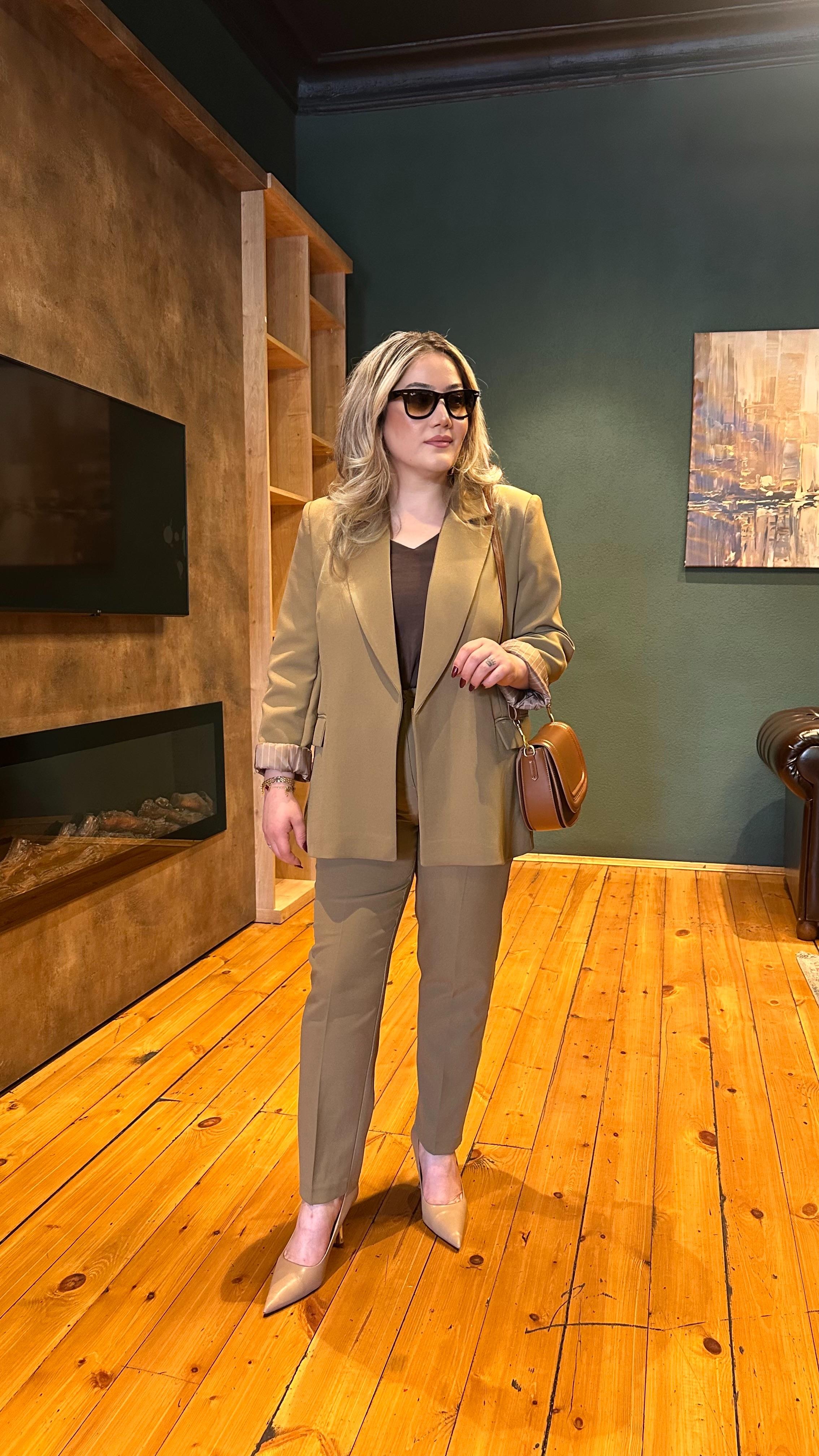 KOL KATLAMALI BLAZER CEKET HAKİ