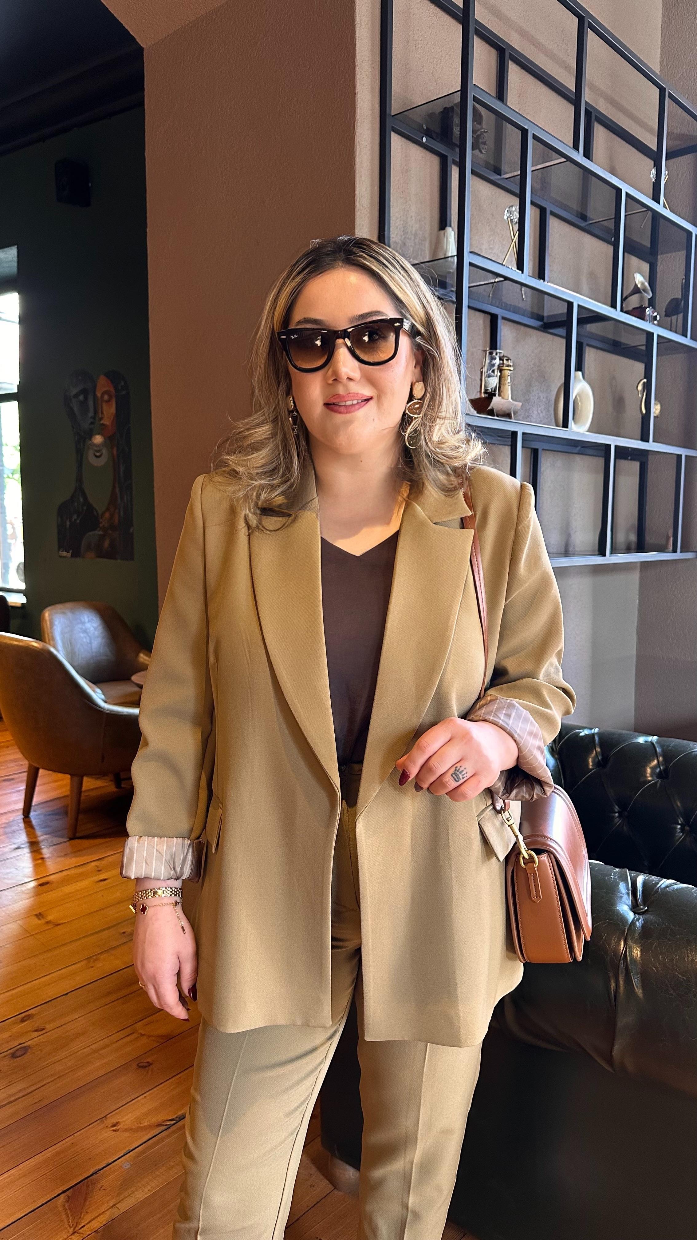 KOL KATLAMALI BLAZER CEKET HAKİ