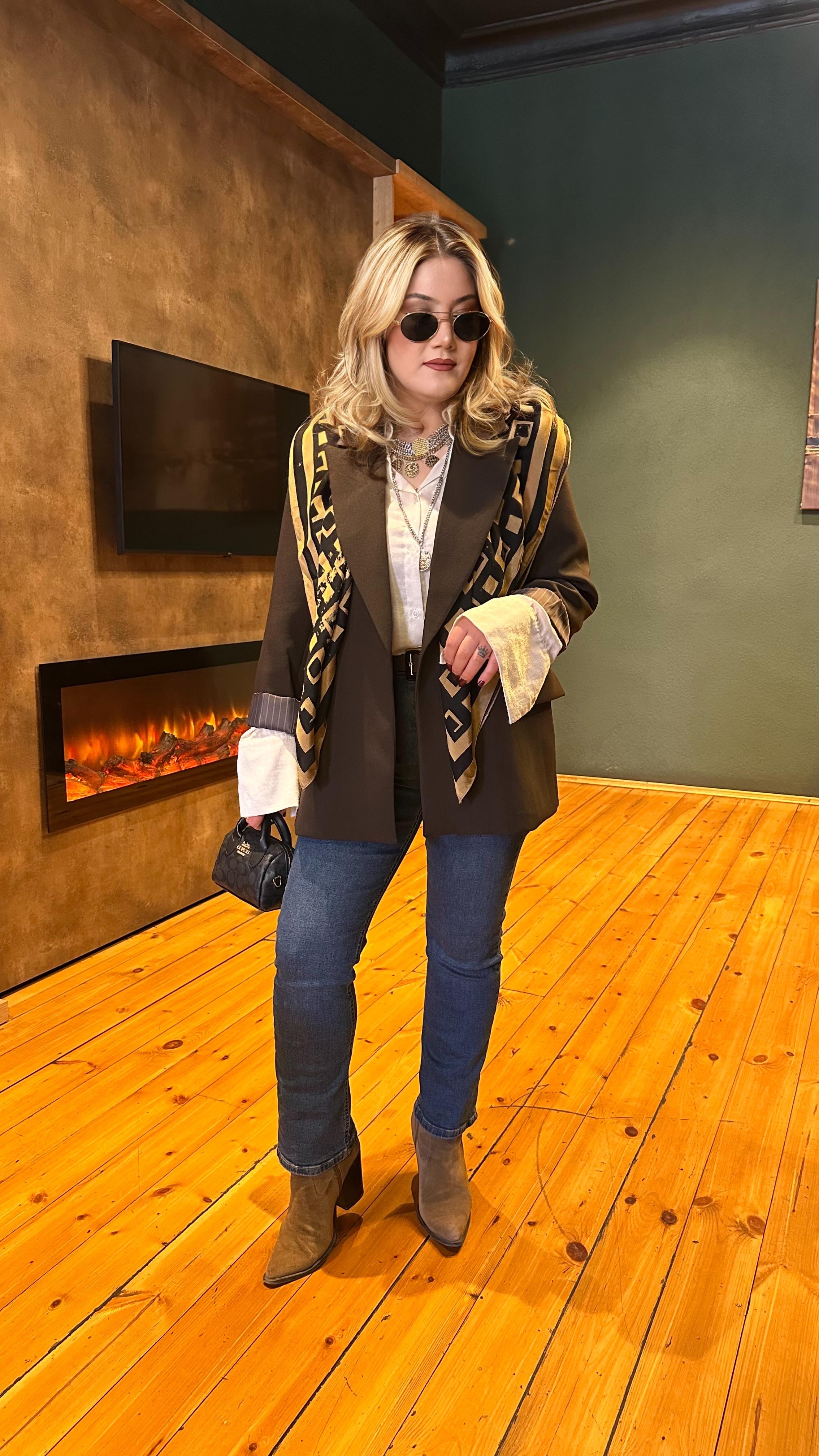 KOL KATLAMALI BLAZER CEKET KAHVE