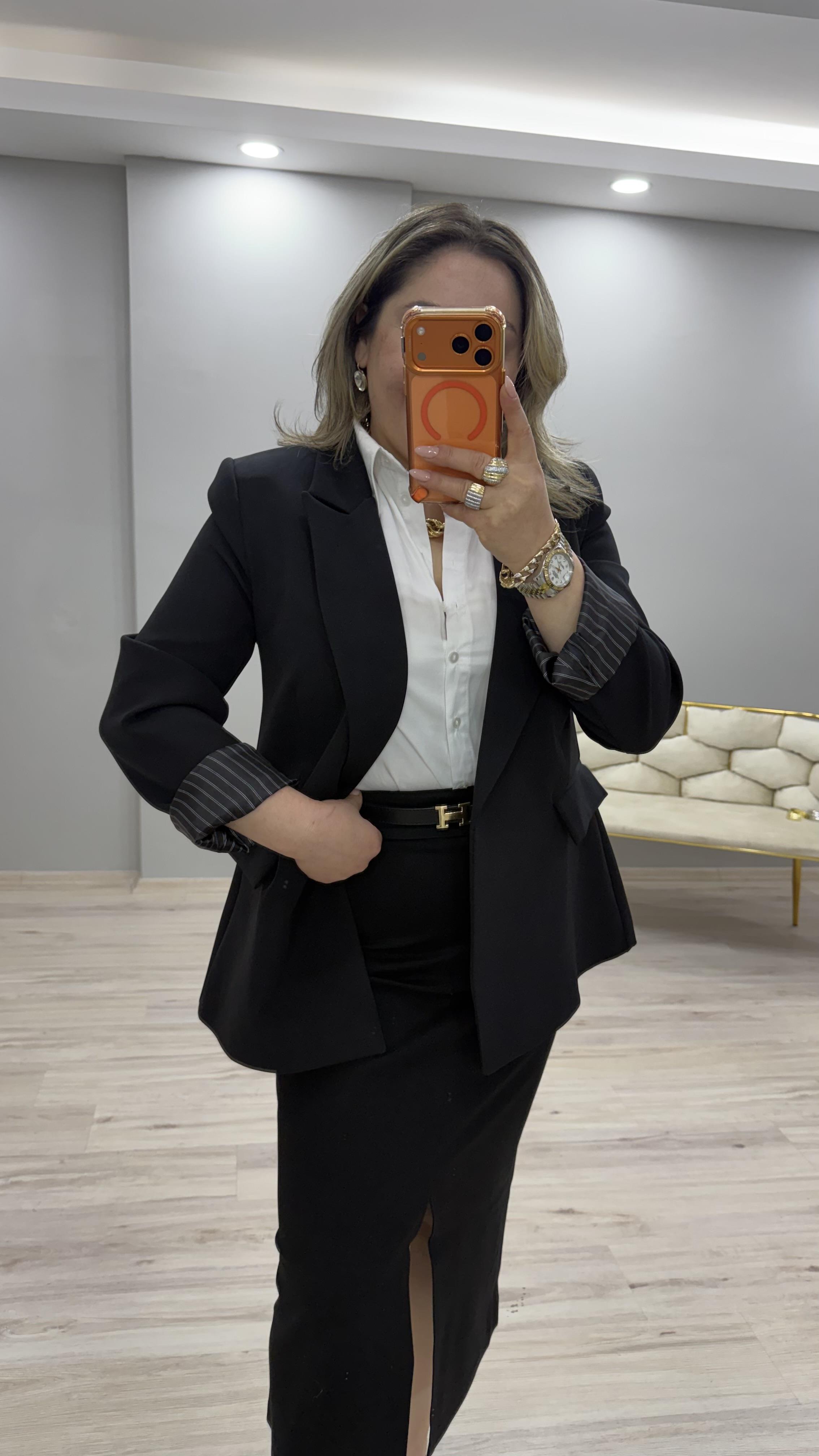 KOL KATLAMALI BLAZER CEKET SİYAH