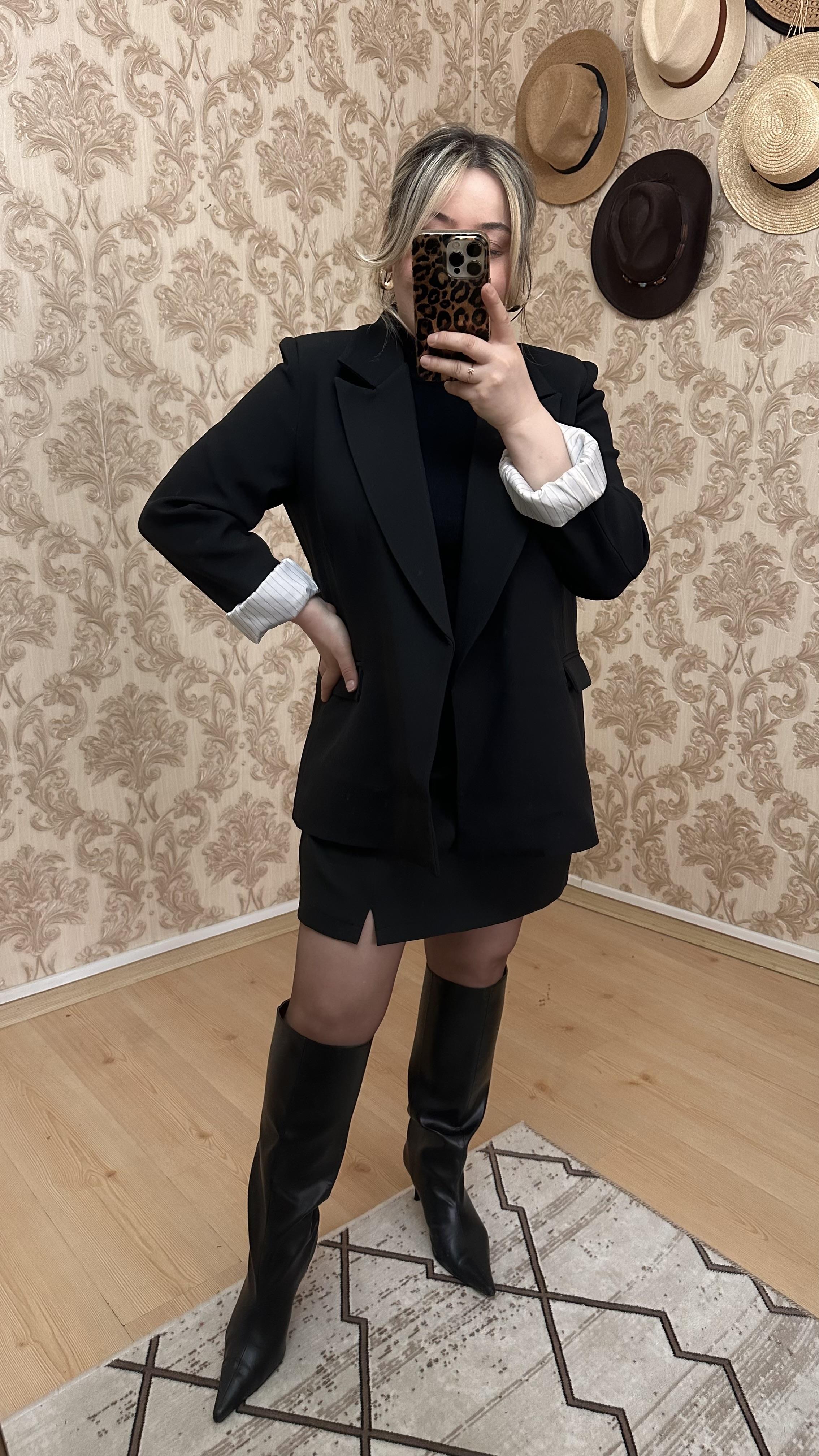 KOL KATLAMALI BLAZER CEKET SİYAH