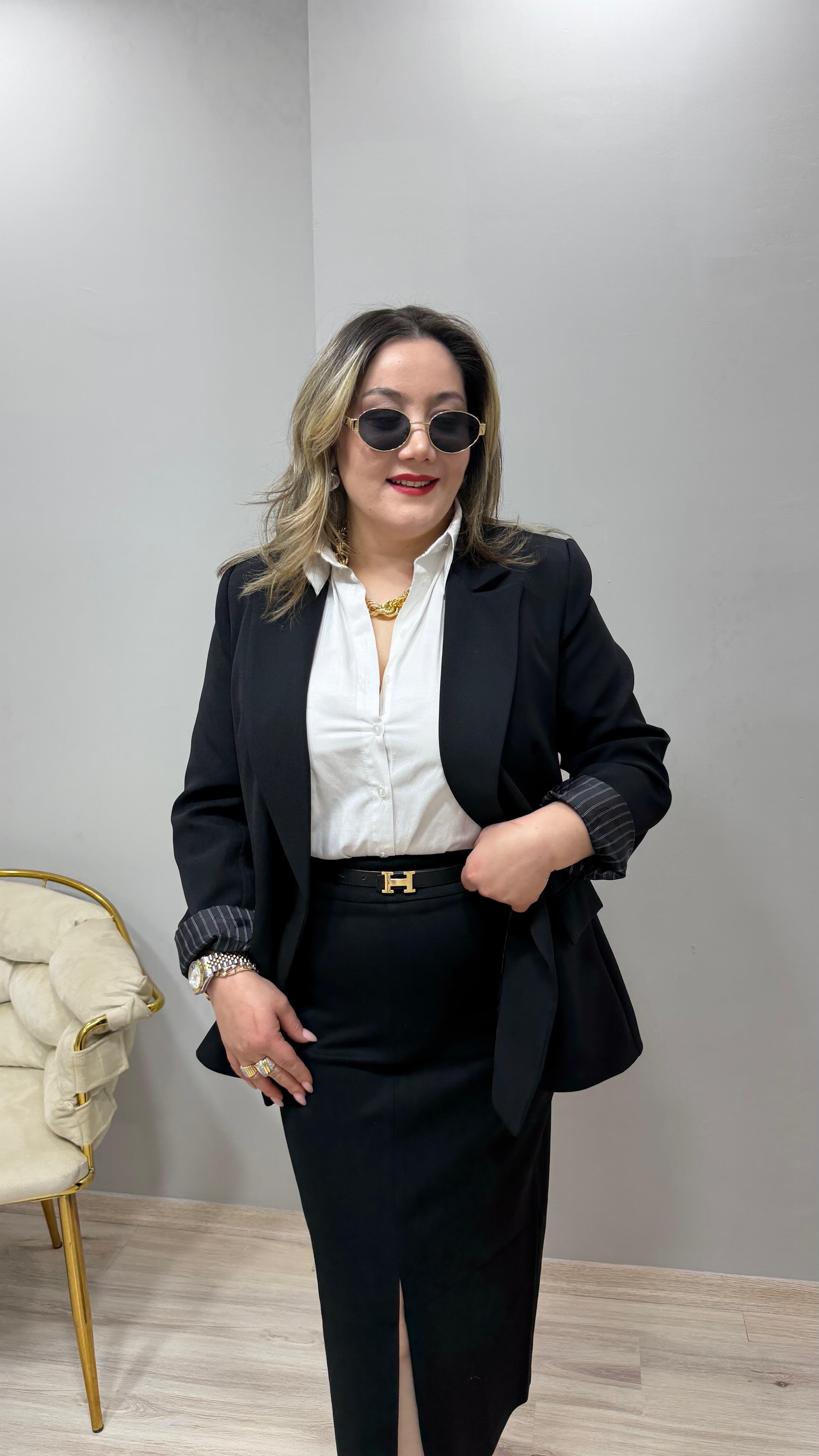 KOL KATLAMALI BLAZER CEKET SİYAH