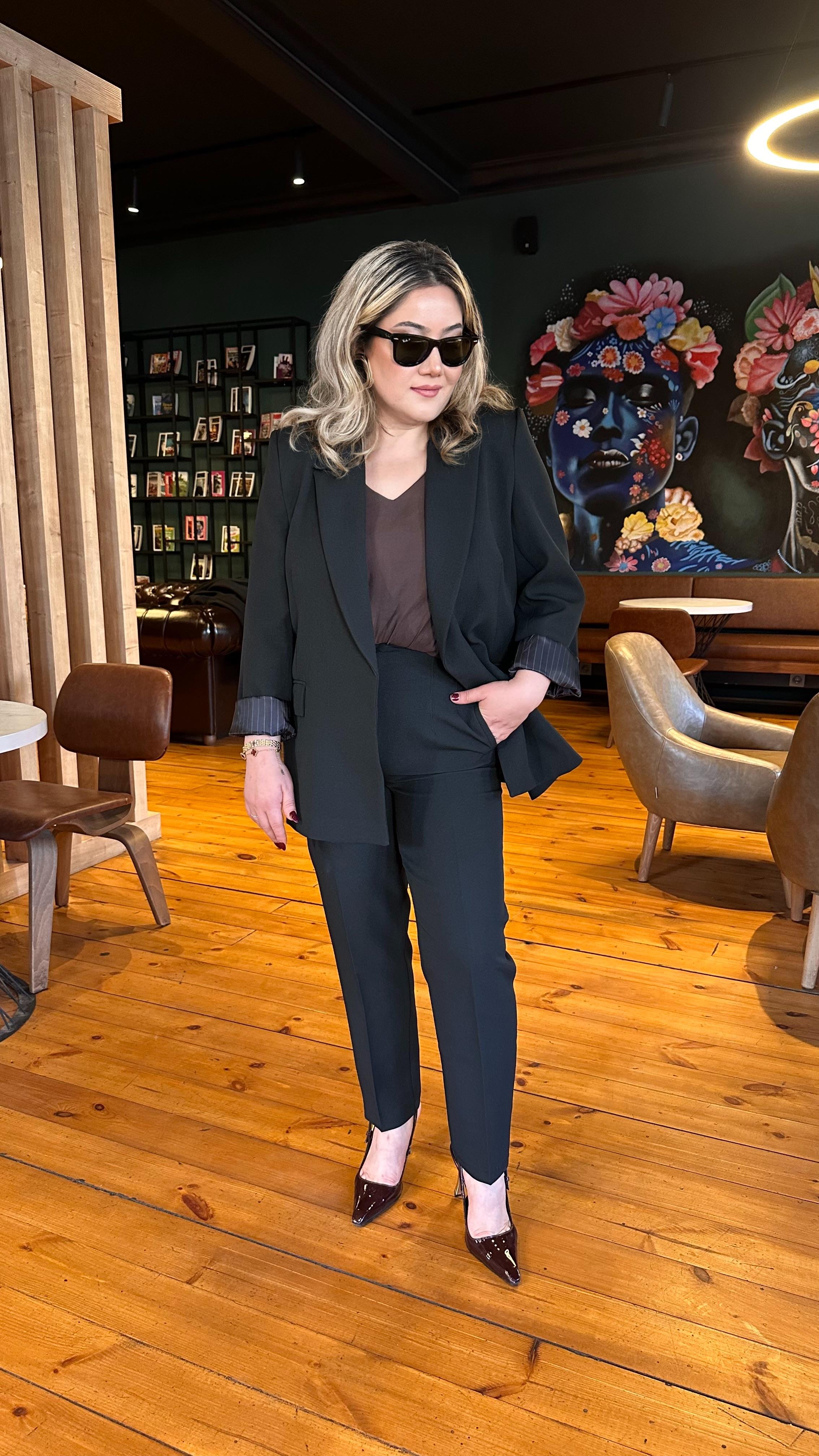 KOL KATLAMALI BLAZER CEKET SİYAH