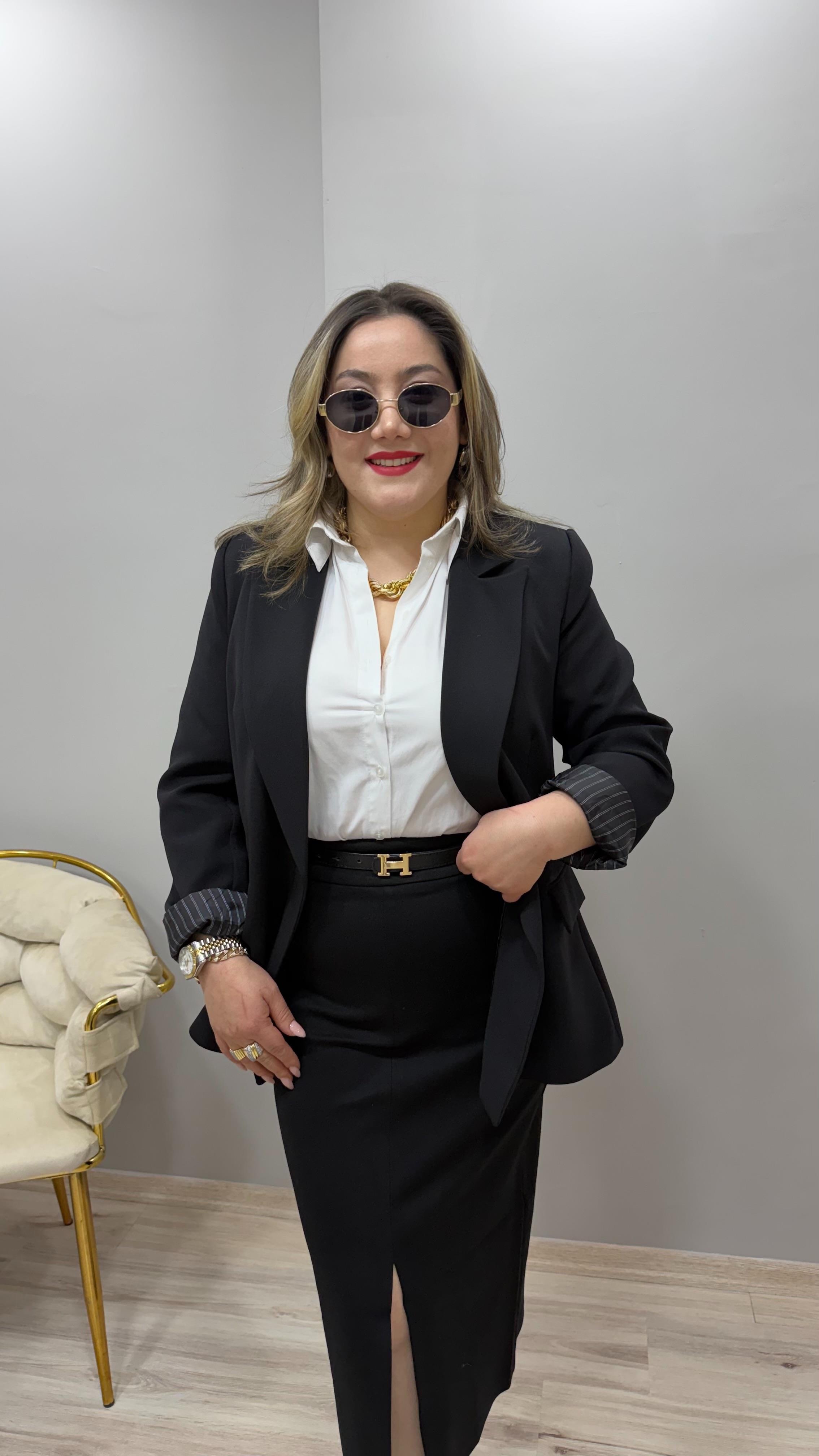 KOL KATLAMALI BLAZER CEKET SİYAH