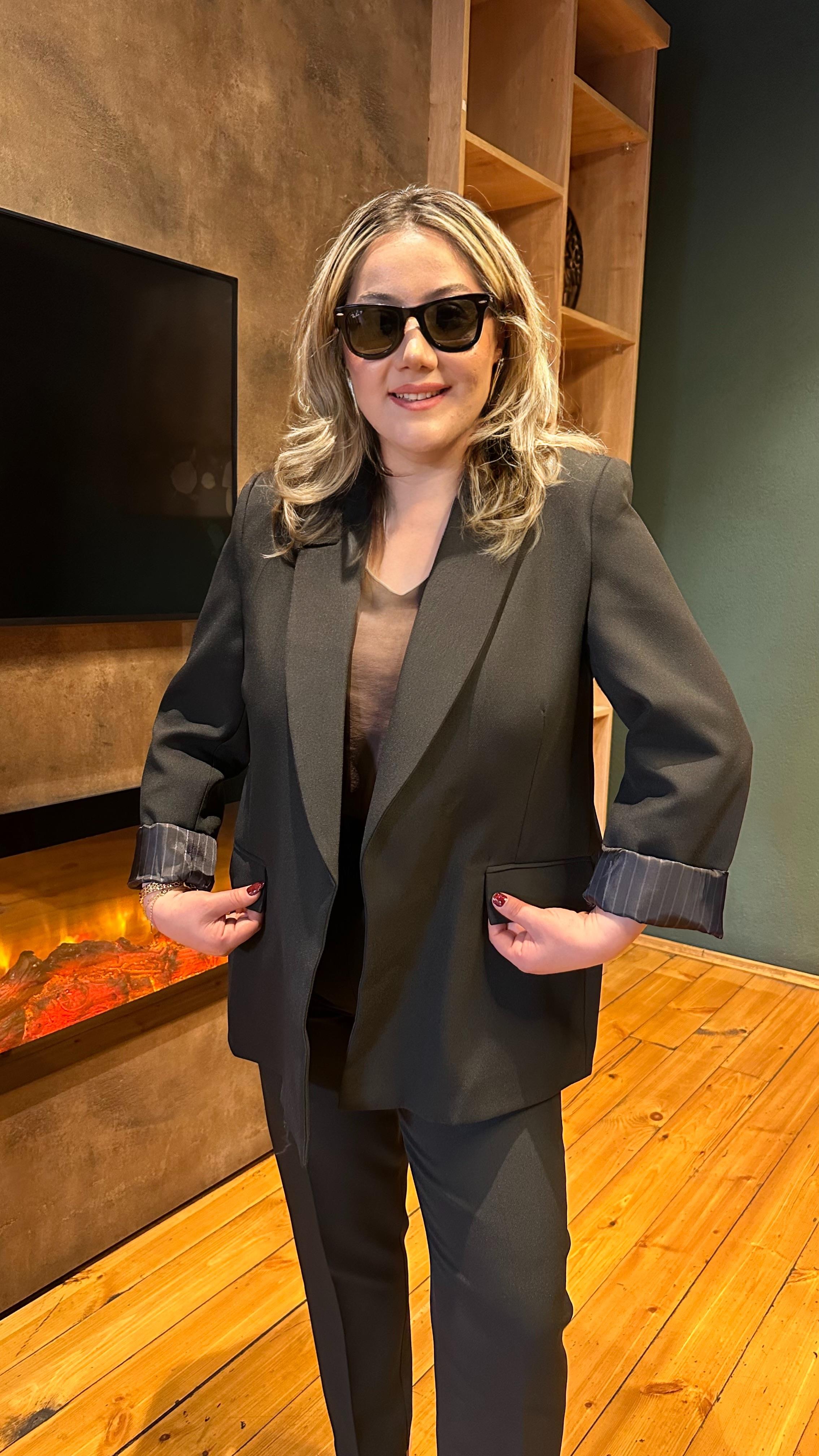 KOL KATLAMALI BLAZER CEKET SİYAH