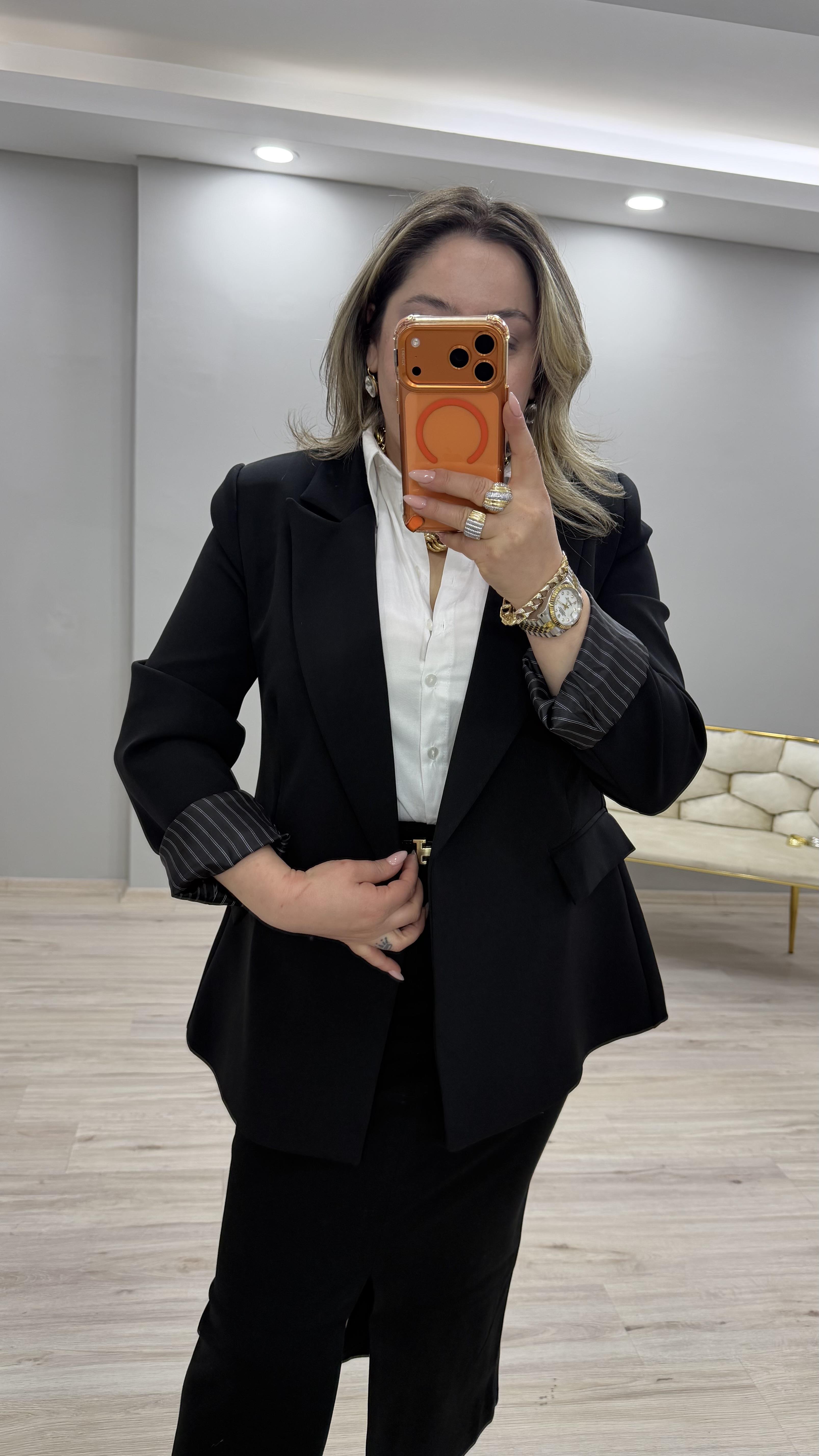 KOL KATLAMALI BLAZER CEKET SİYAH